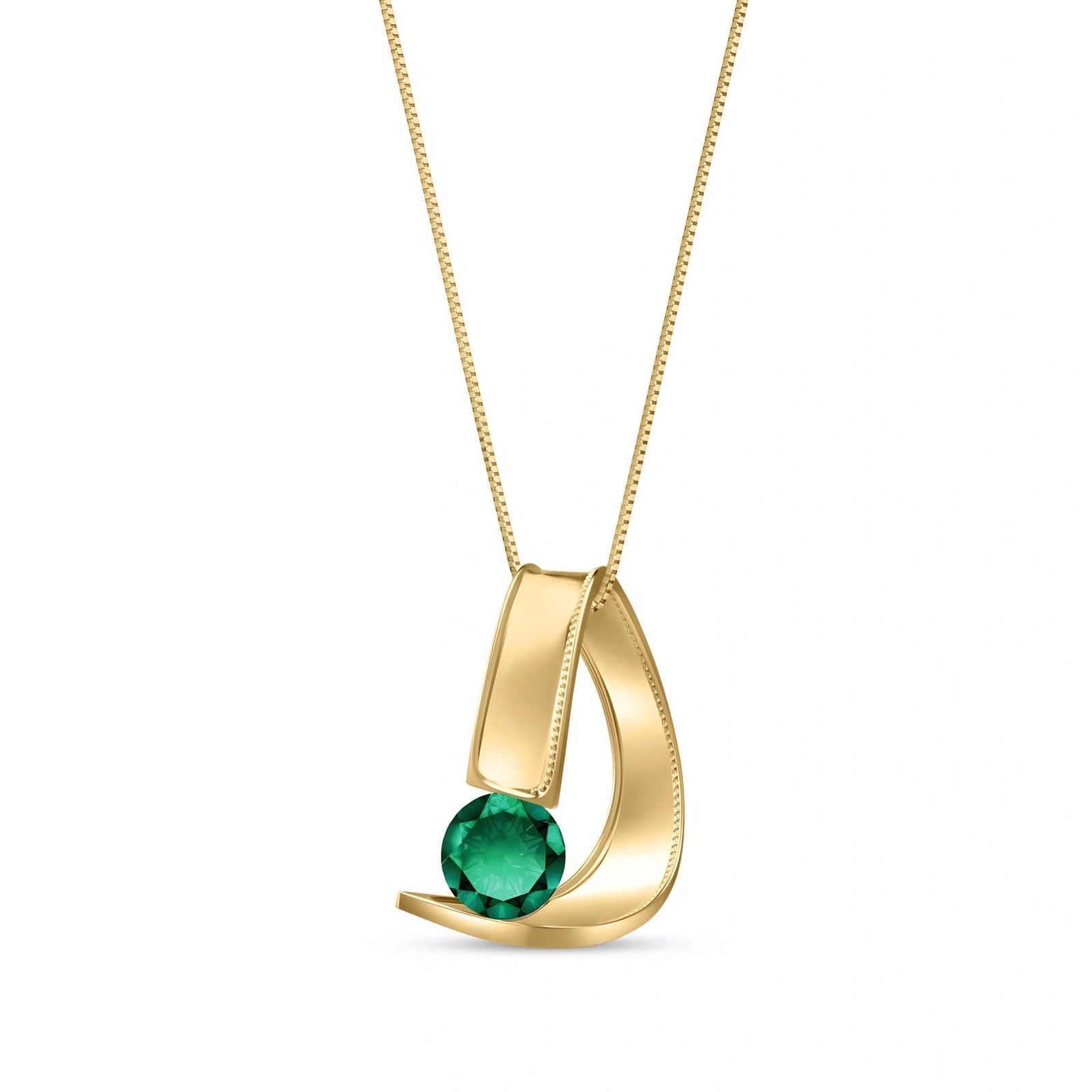 Yellow Gold Aura Pendant Necklace Emerald 10K — Gioia