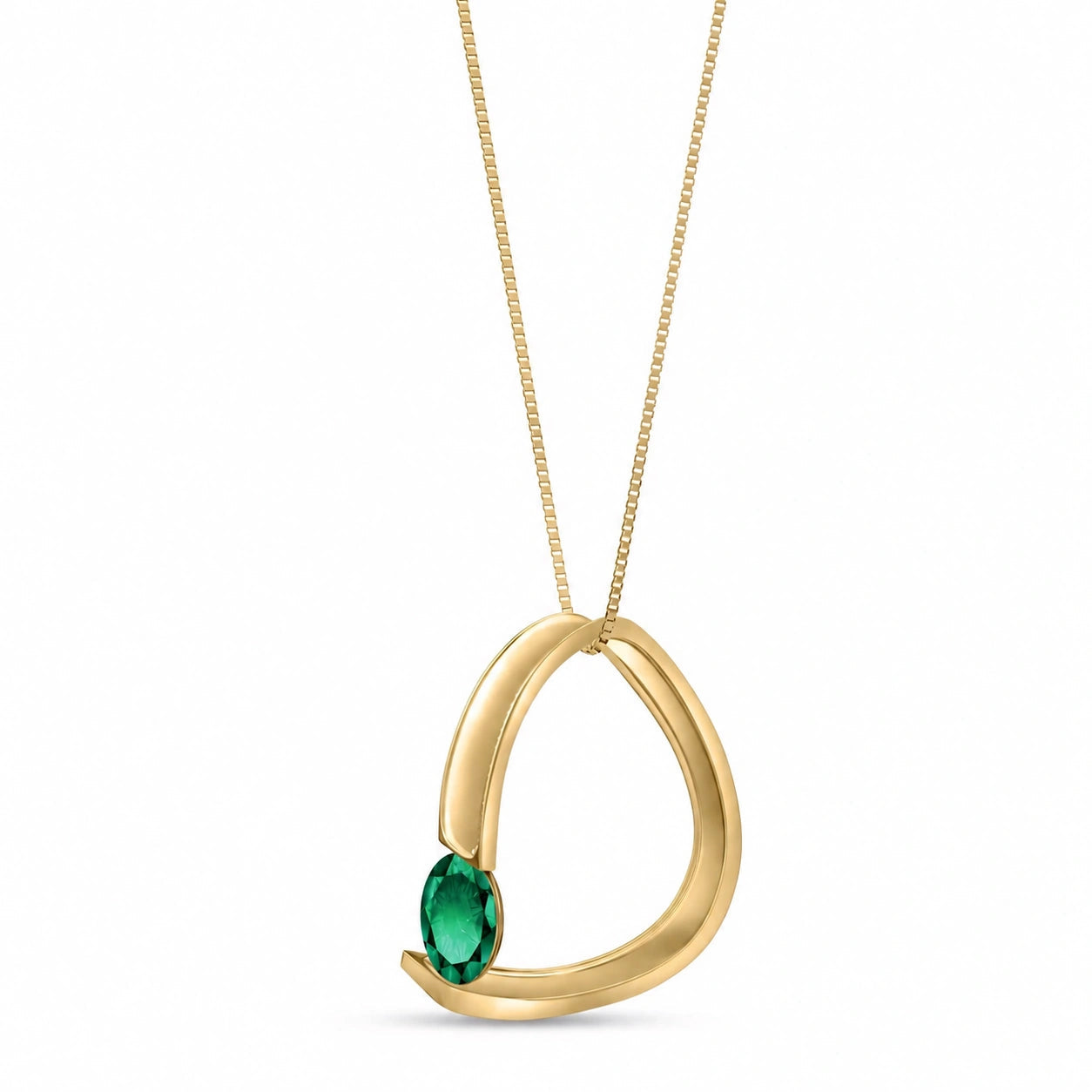 Yellow Gold Aura Pendant Necklace Emerald 10K — Gioia