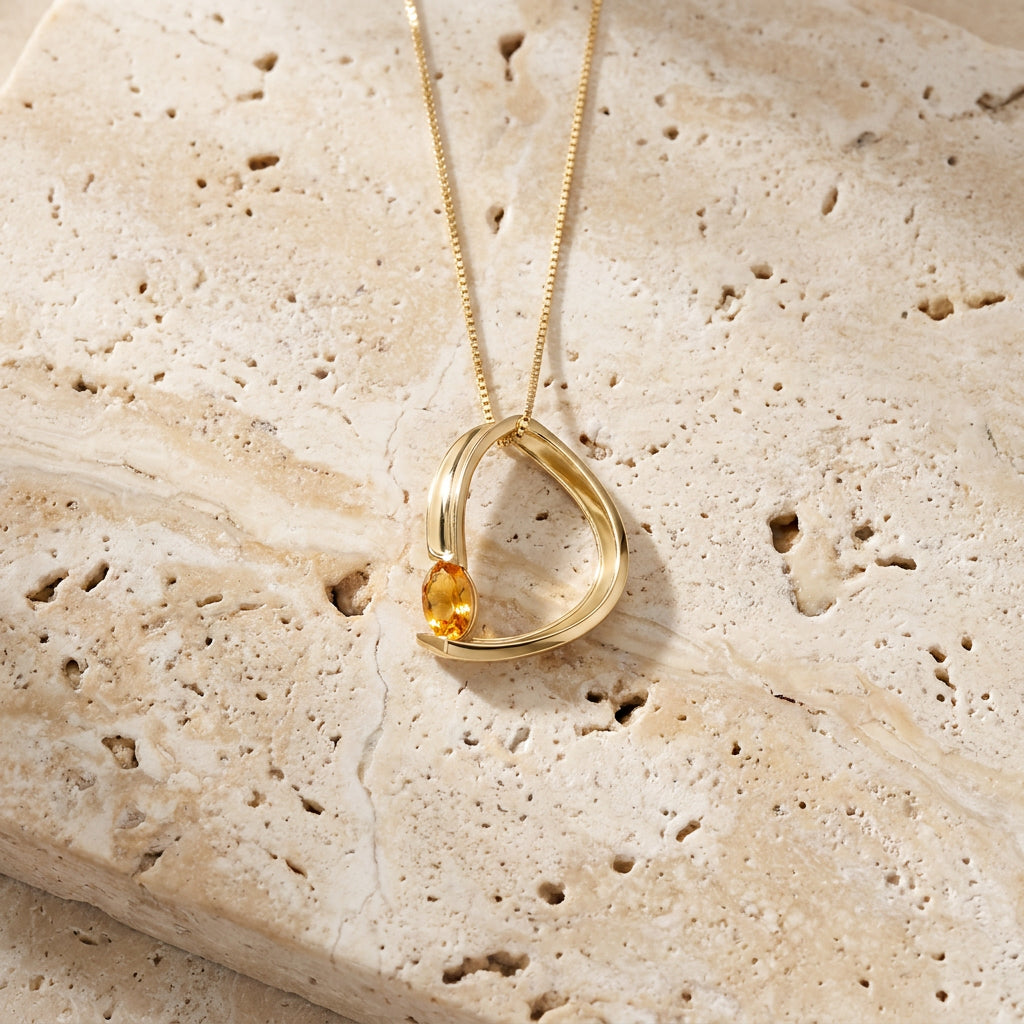 Yellow Gold Aura Pendant Necklace Emerald 10K — Gioia