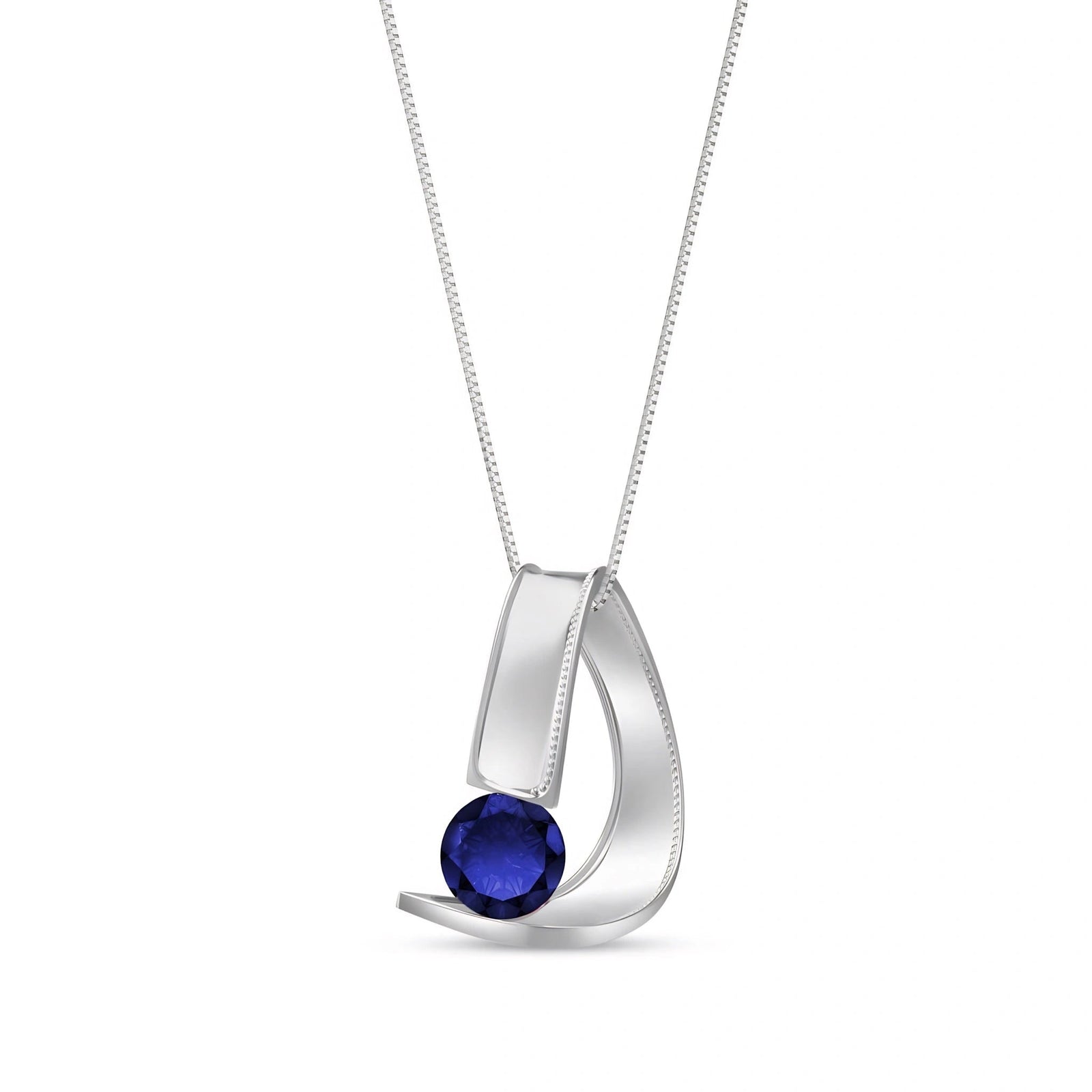 White Gold Aura Pendant Necklace Sapphire 10K — Gioia