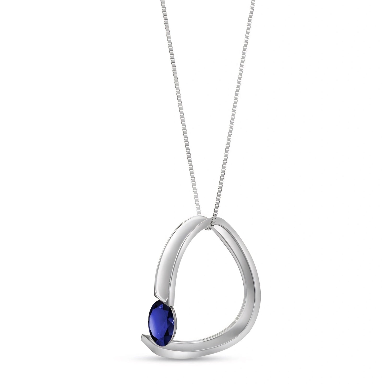 White Gold Aura Pendant Necklace Sapphire 10K — Gioia