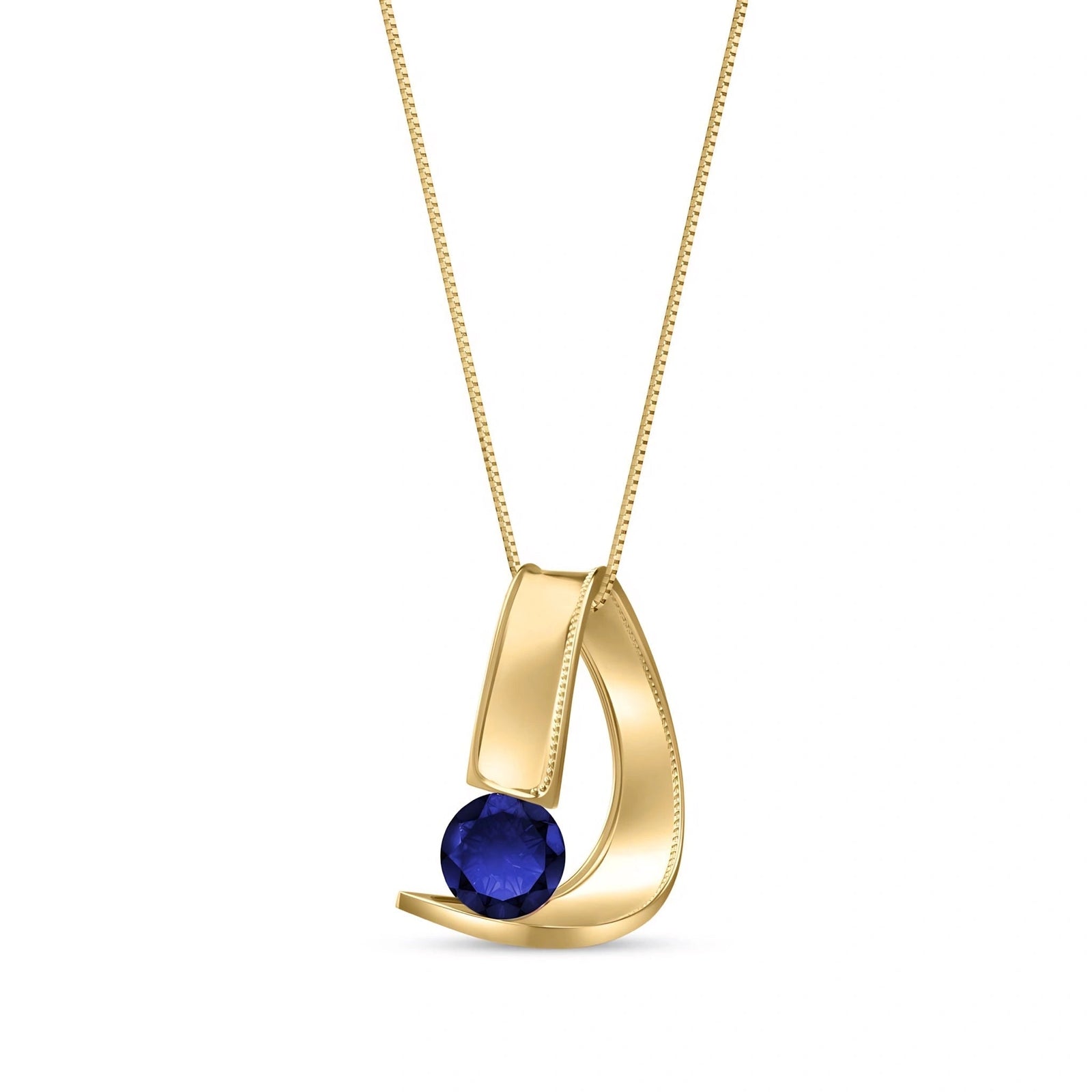 Yellow Gold Aura Pendant Necklace Sapphire 10K — Gioia