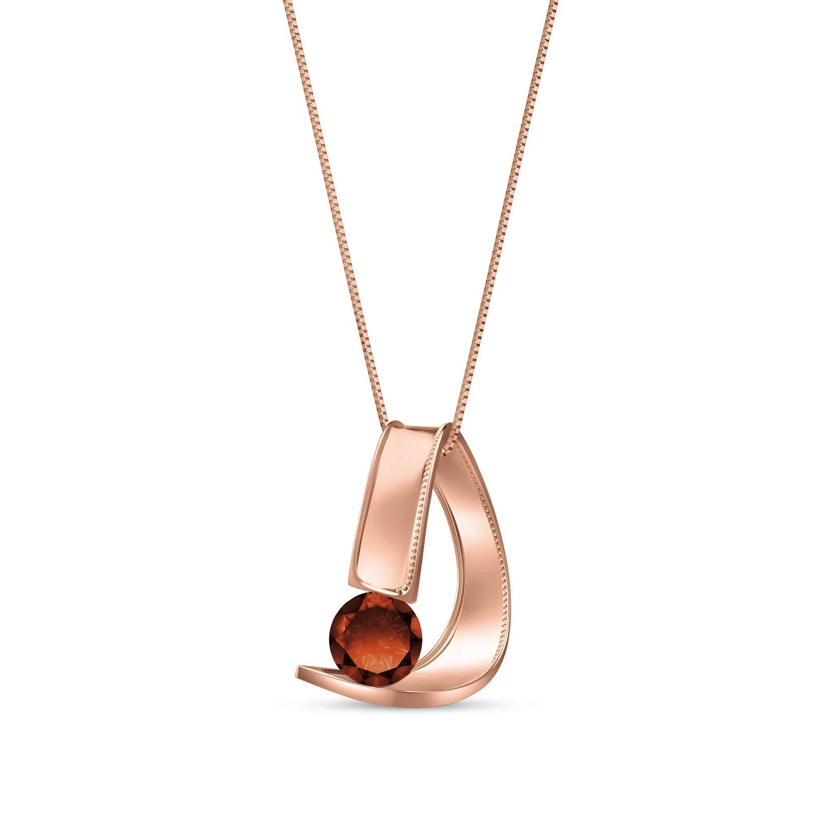 Rose Gold Aura Pendant Necklace Garnet 10K — Gioia
