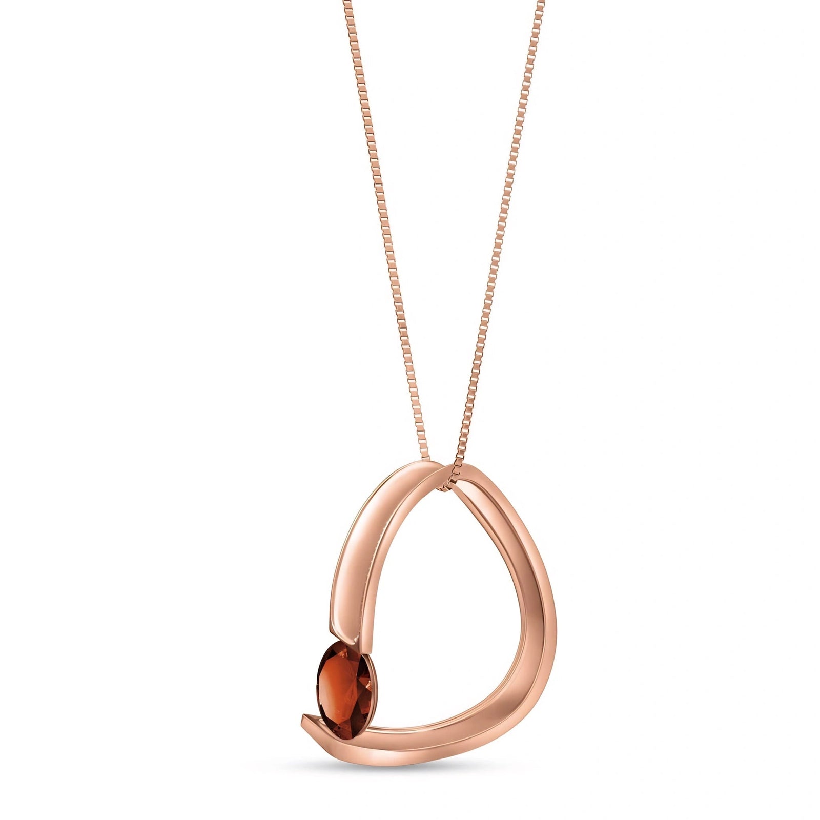 Rose Gold Aura Pendant Necklace Garnet 10K — Gioia