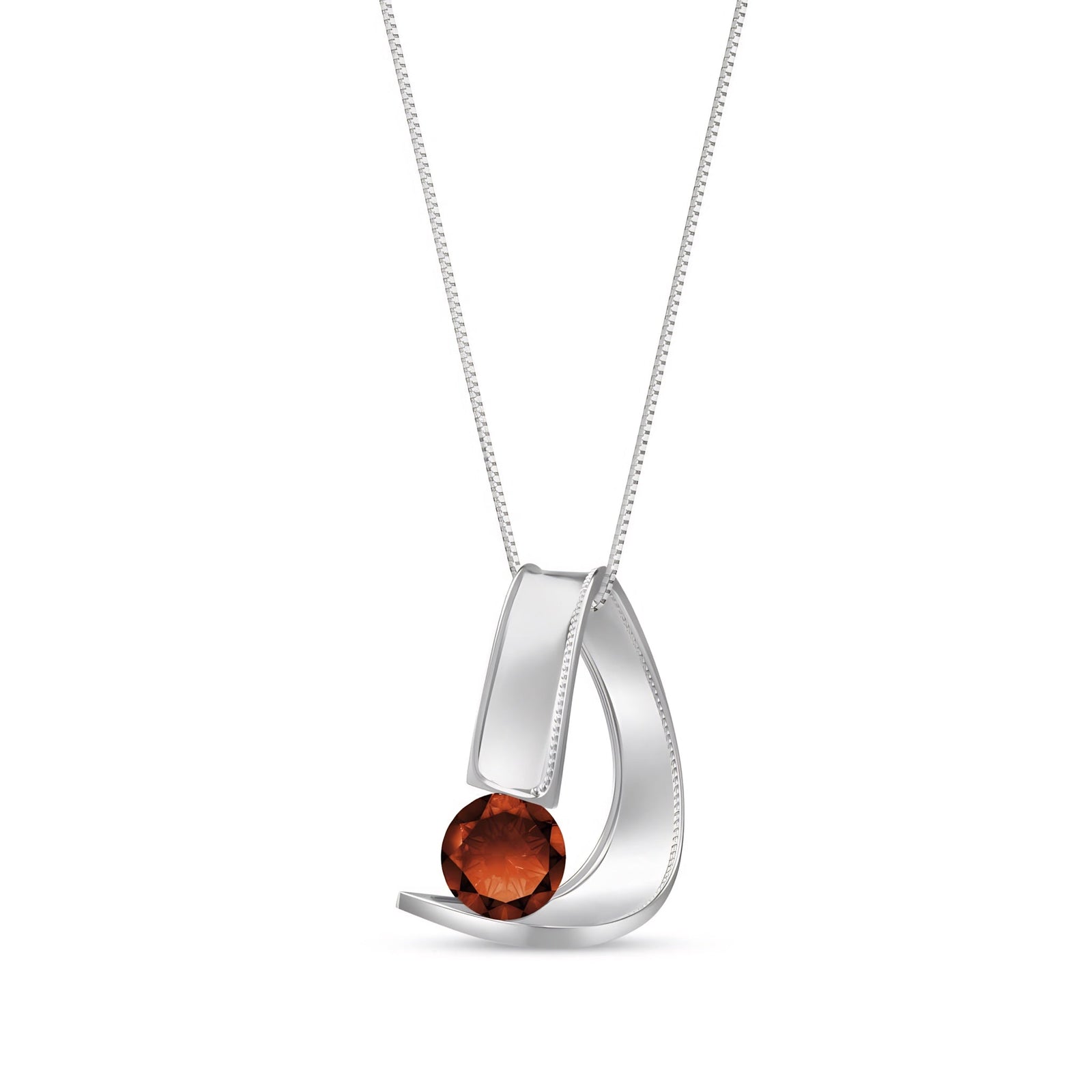 White Gold Aura Pendant Necklace Garnet 10K — Gioia