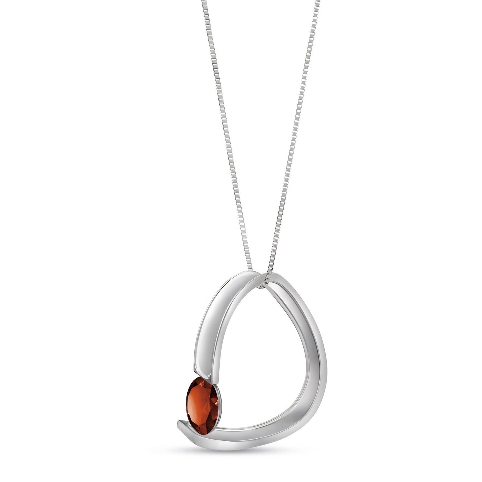 White Gold Aura Pendant Necklace Garnet 10K — Gioia