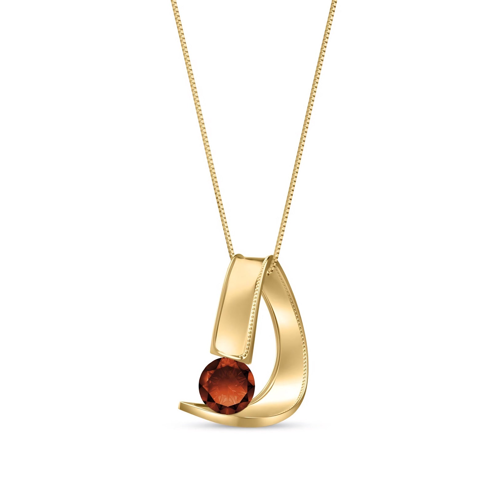 Yellow Gold Aura Pendant Necklace Garnet 10K — Gioia