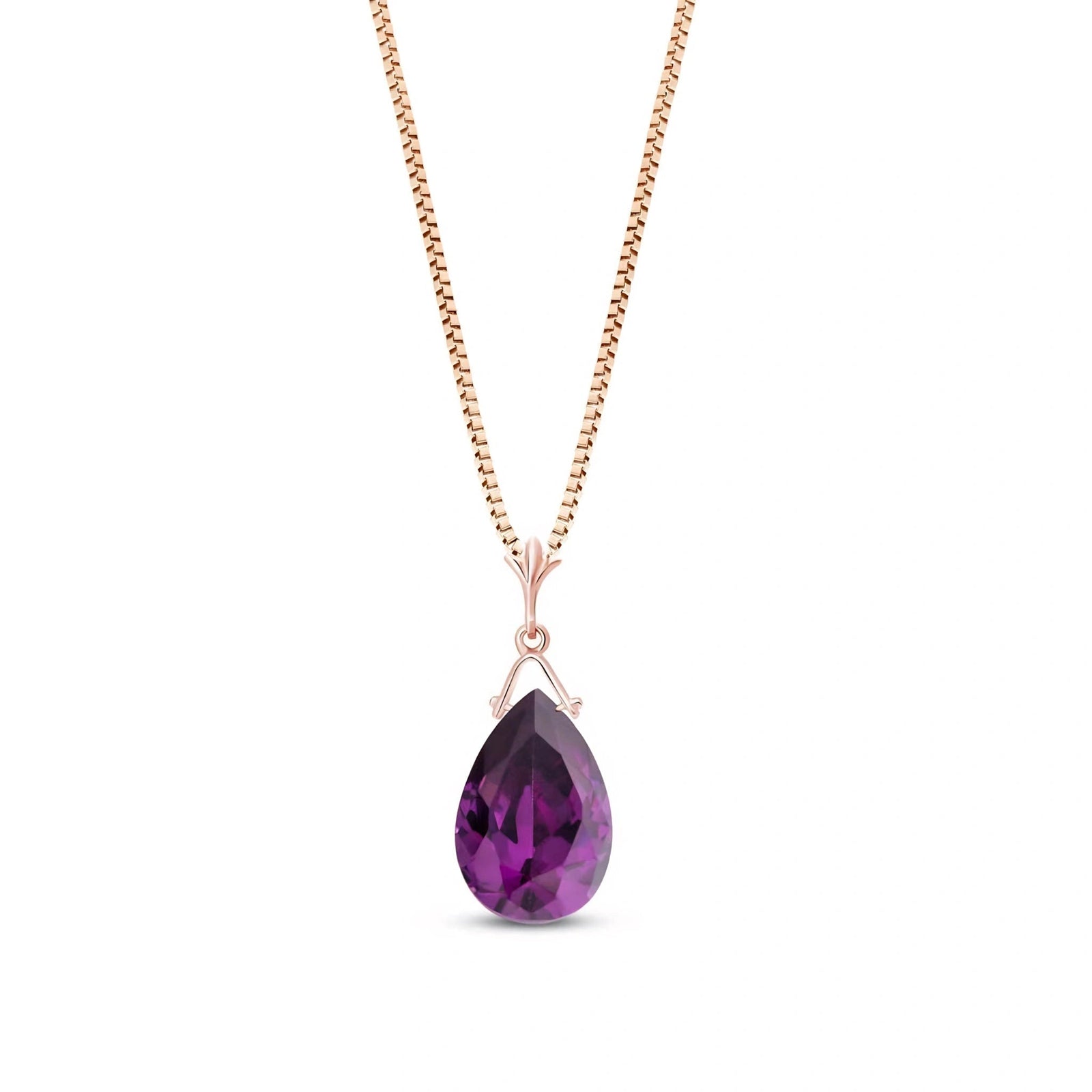 Rose Gold Rose Necklace Amethyst 10K — Giovanna