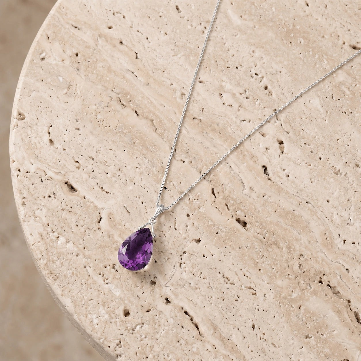 White Gold Rose Necklace Amethyst 10K — Giovanna