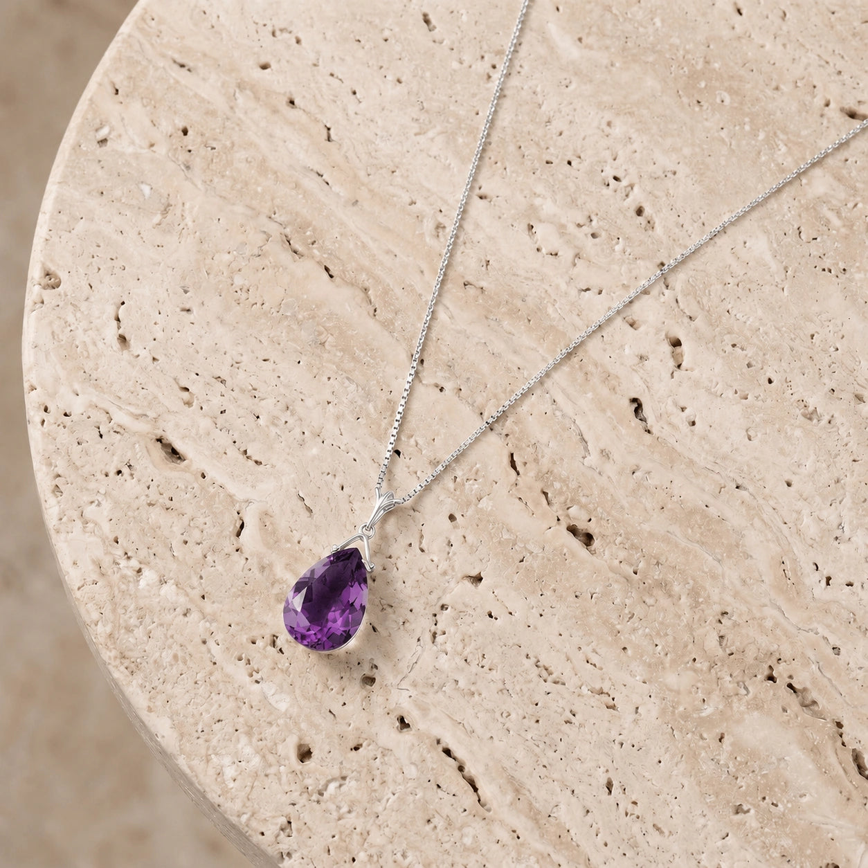 White Gold Rose Necklace Amethyst 10K — Giovanna