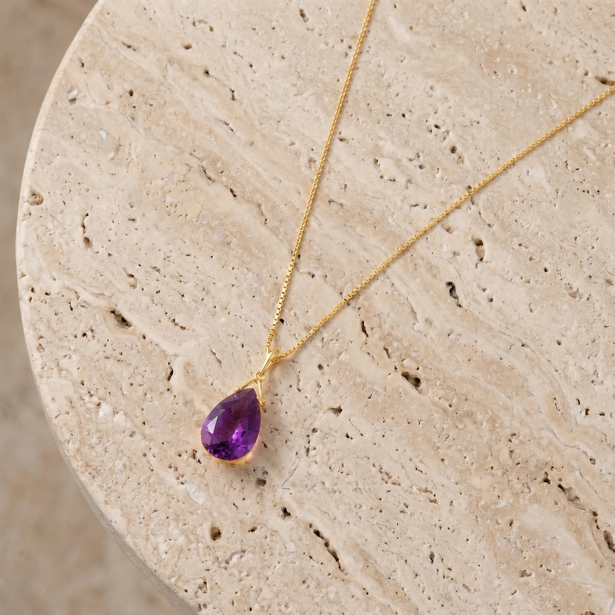 Yellow Gold Rose Necklace Amethyst 10K — Giovanna
