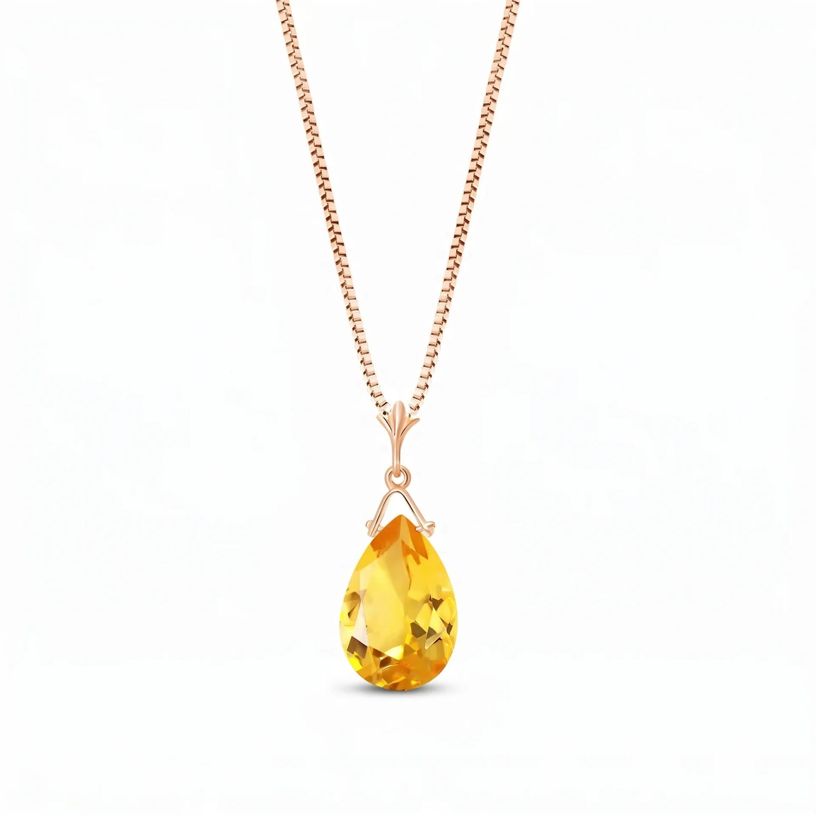Rose Gold Rose Necklace Citrine 10K — Giovanna