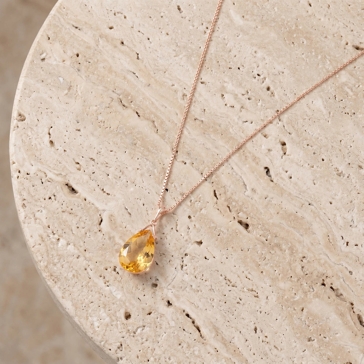 Rose Gold Rose Necklace Citrine 10K — Giovanna