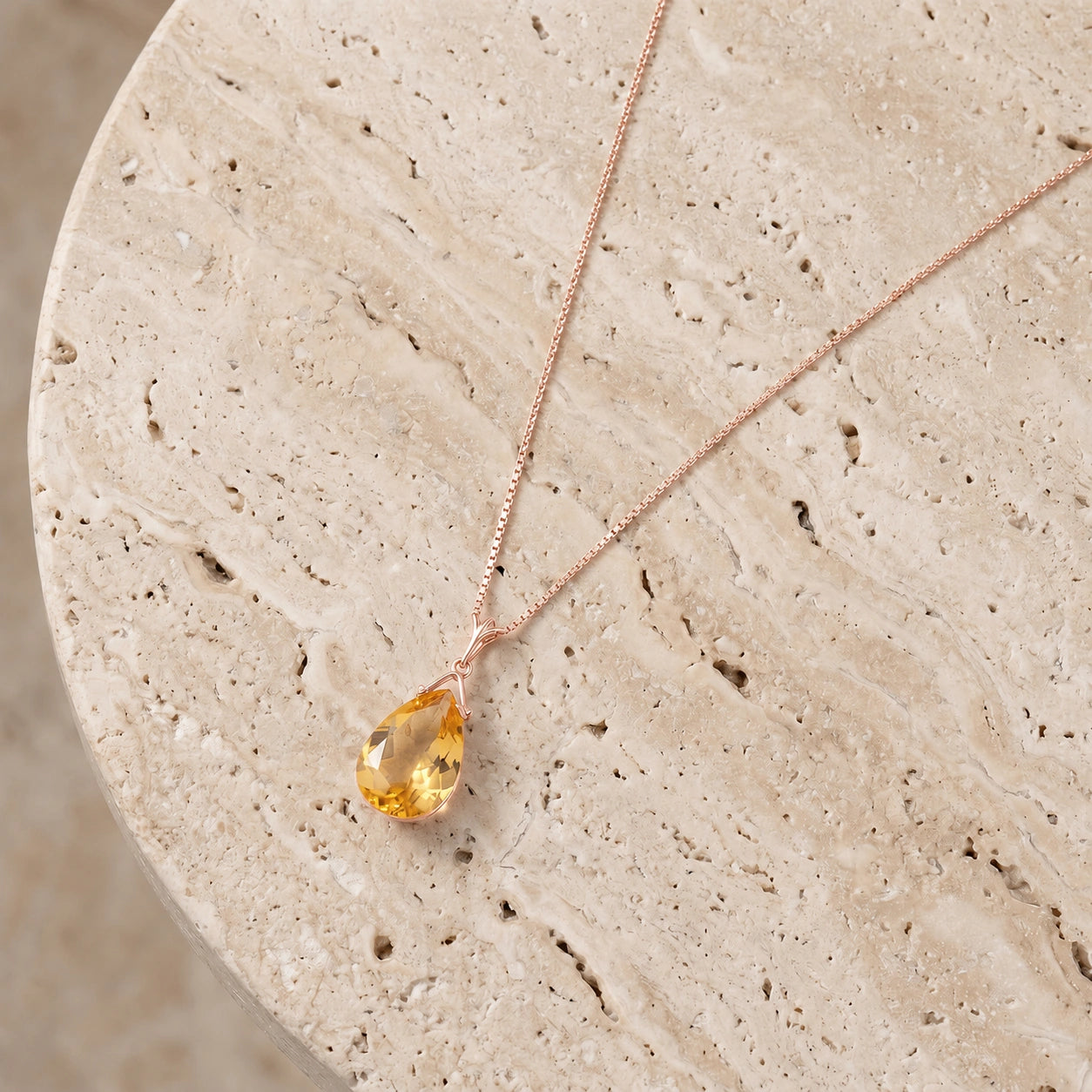 Rose Gold Rose Necklace Citrine 10K — Giovanna