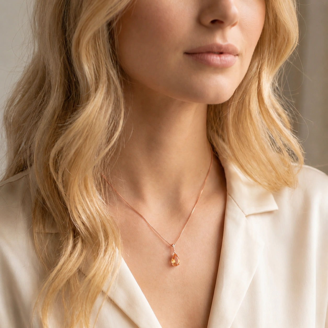 Rose Gold Rose Necklace Citrine 10K — Giovanna