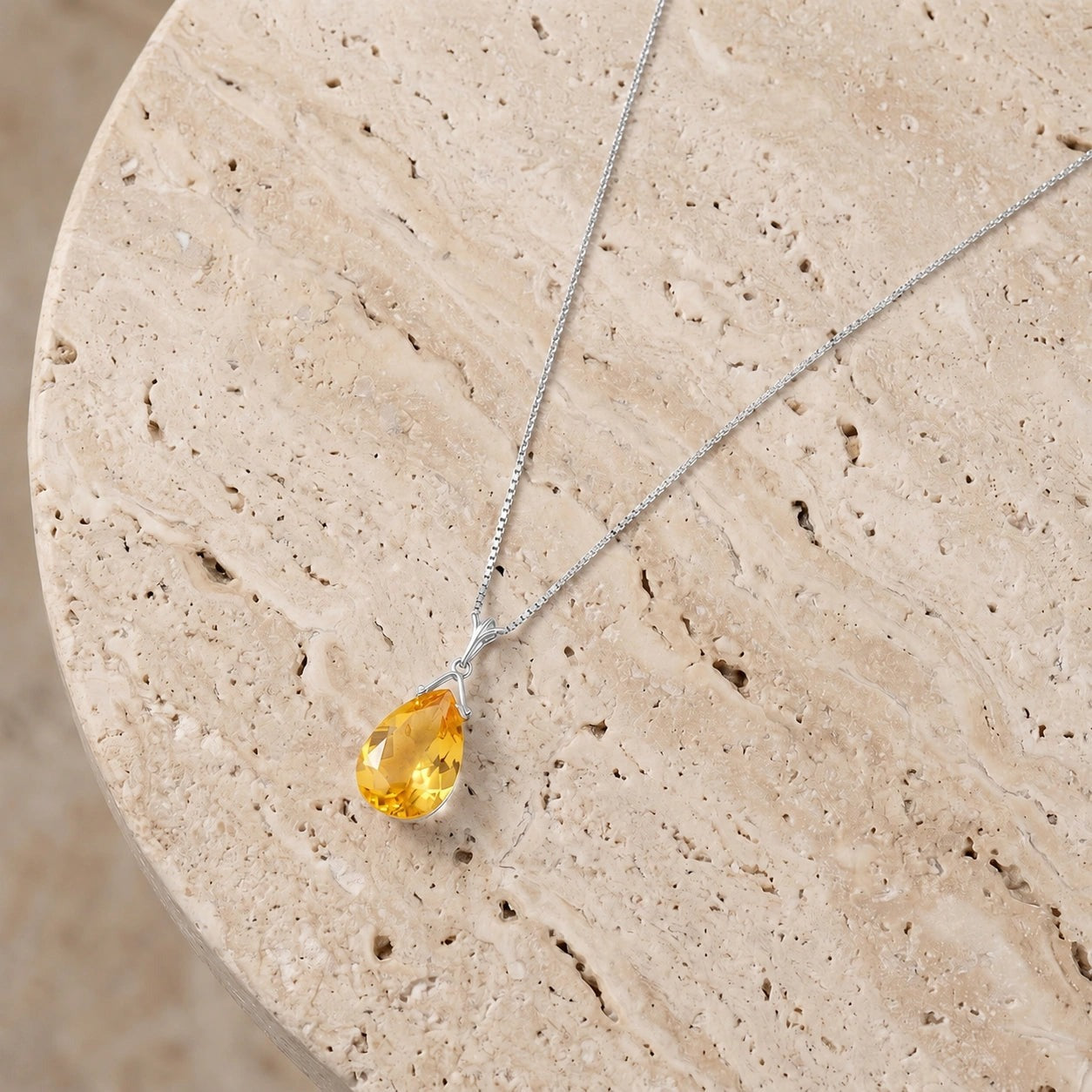 White Gold Rose Necklace Citrine 10K — Giovanna