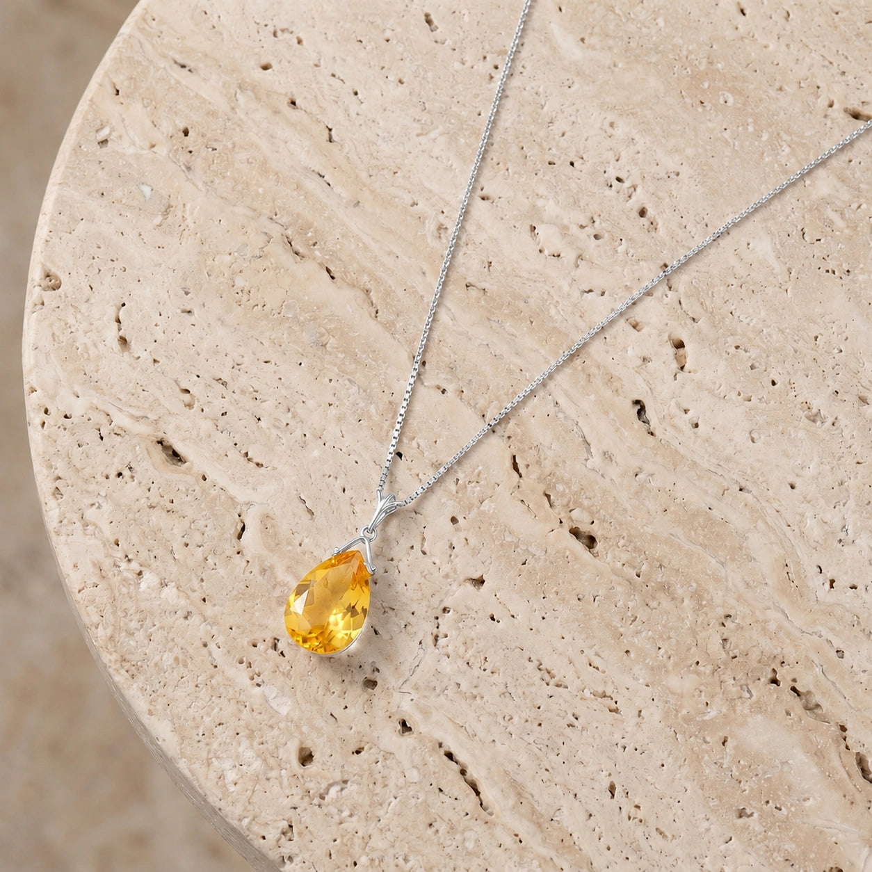 White Gold Rose Necklace Citrine 10K — Giovanna