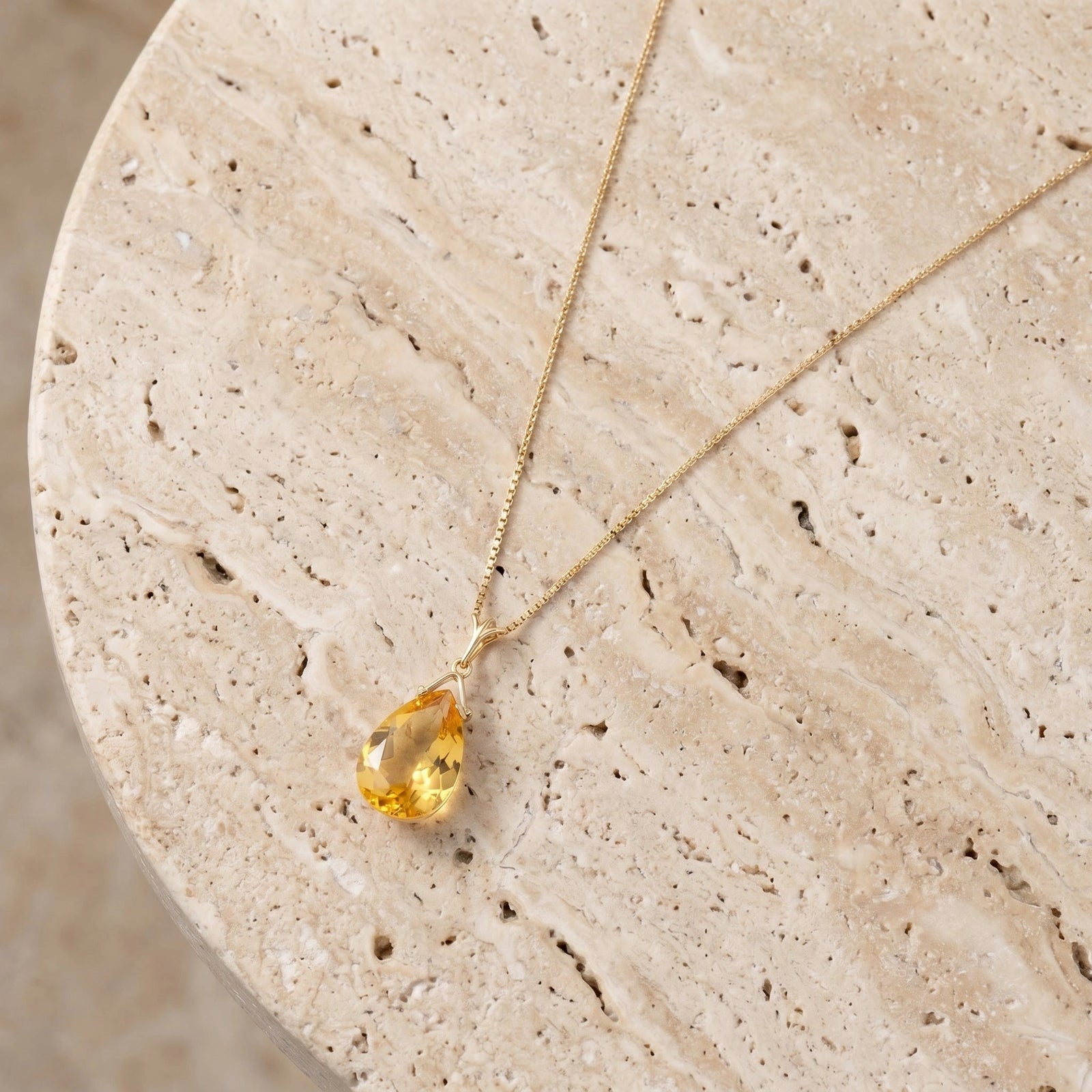 Yellow Gold Rose Necklace Citrine 10K — Giovanna