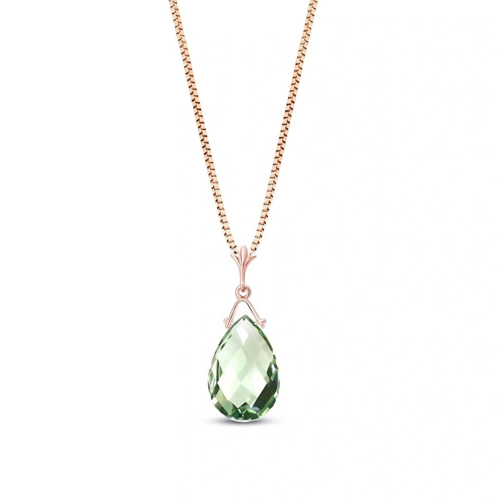 Rose Gold Rose Necklace Green Amethyst 10K — Giovanna