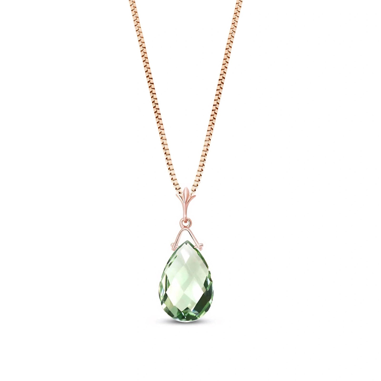 Rose Gold Rose Necklace Green Amethyst 10K — Giovanna