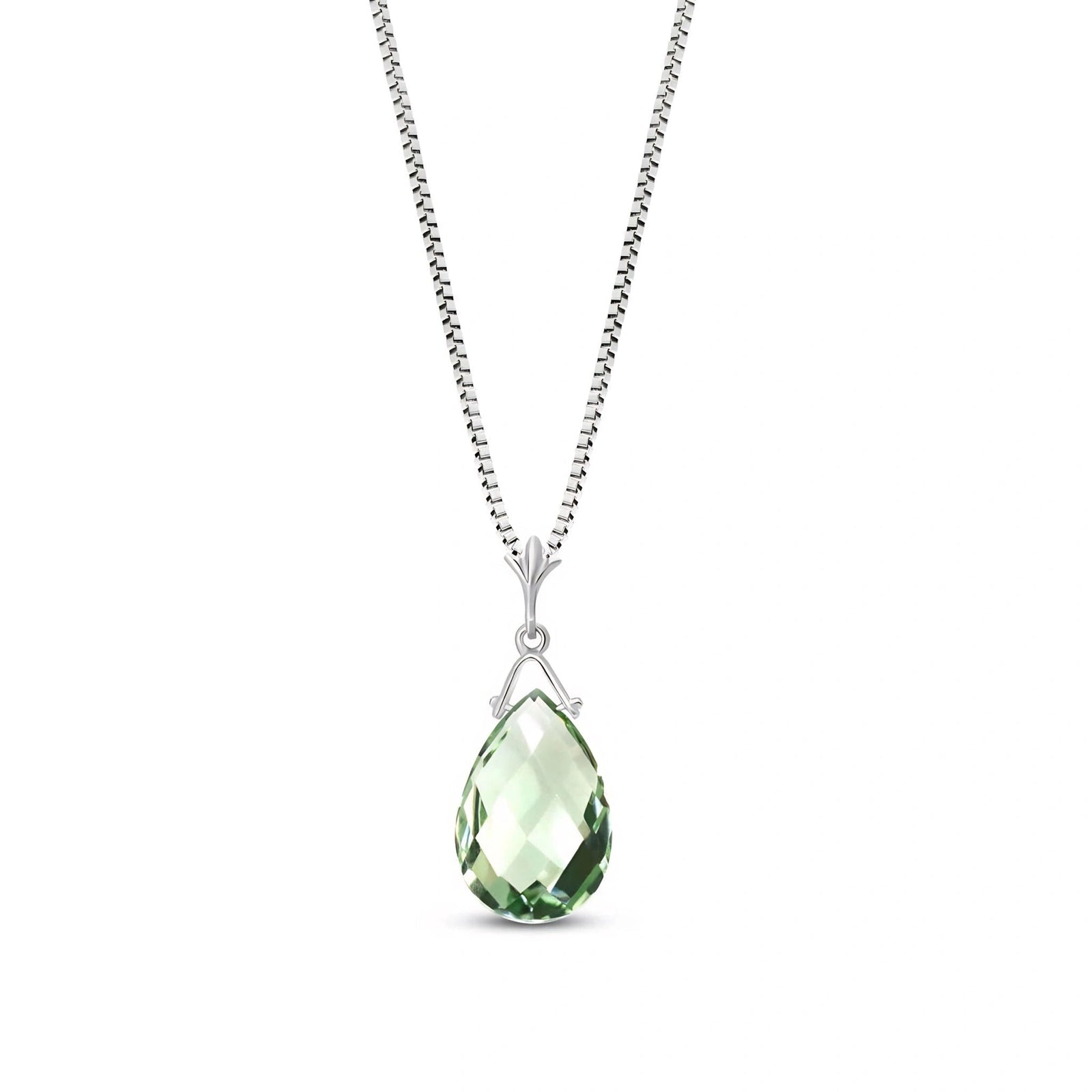 White Gold Rose Necklace Green Amethyst 10K — Giovanna