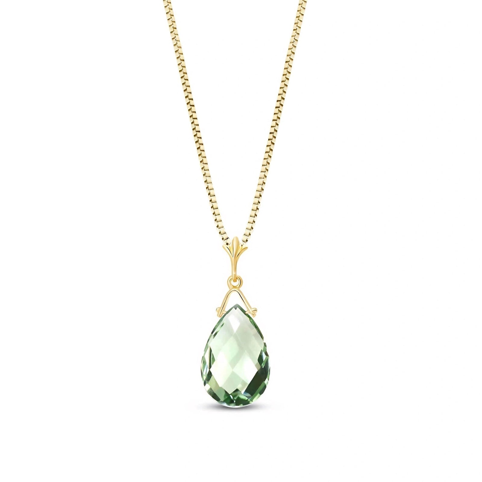 Yellow Gold Rose Necklace Green Amethyst 10K — Giovanna