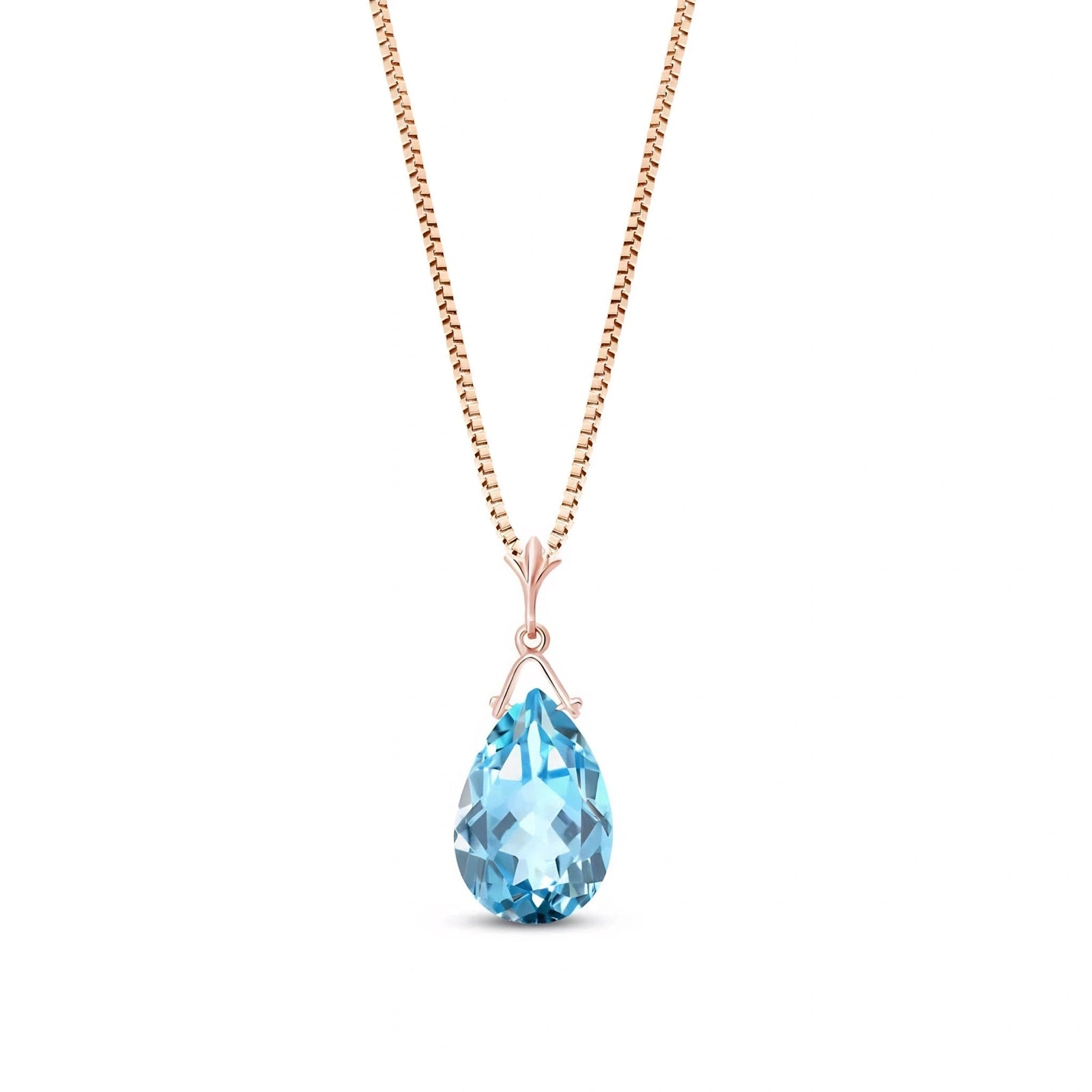 Rose Gold Rose Necklace Blue Topaz 10K — Giovanna