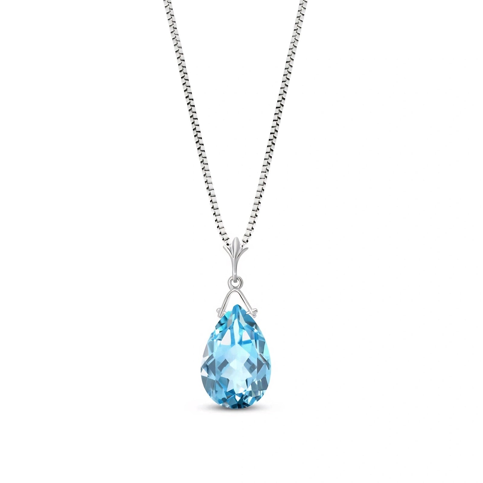 White Gold Rose Necklace Blue Topaz 10K — Giovanna