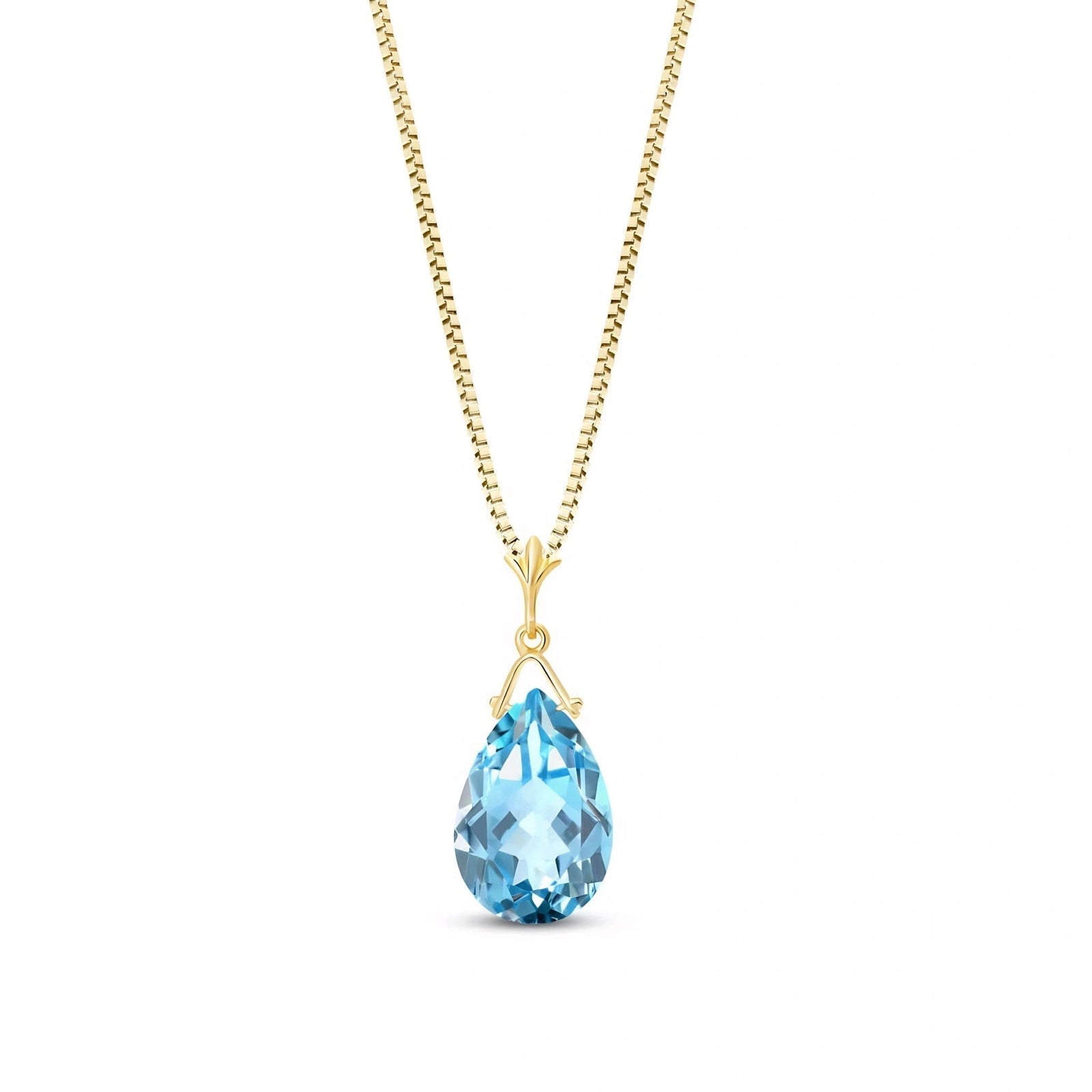Yellow Gold Rose Necklace Blue Topaz 10K — Giovanna