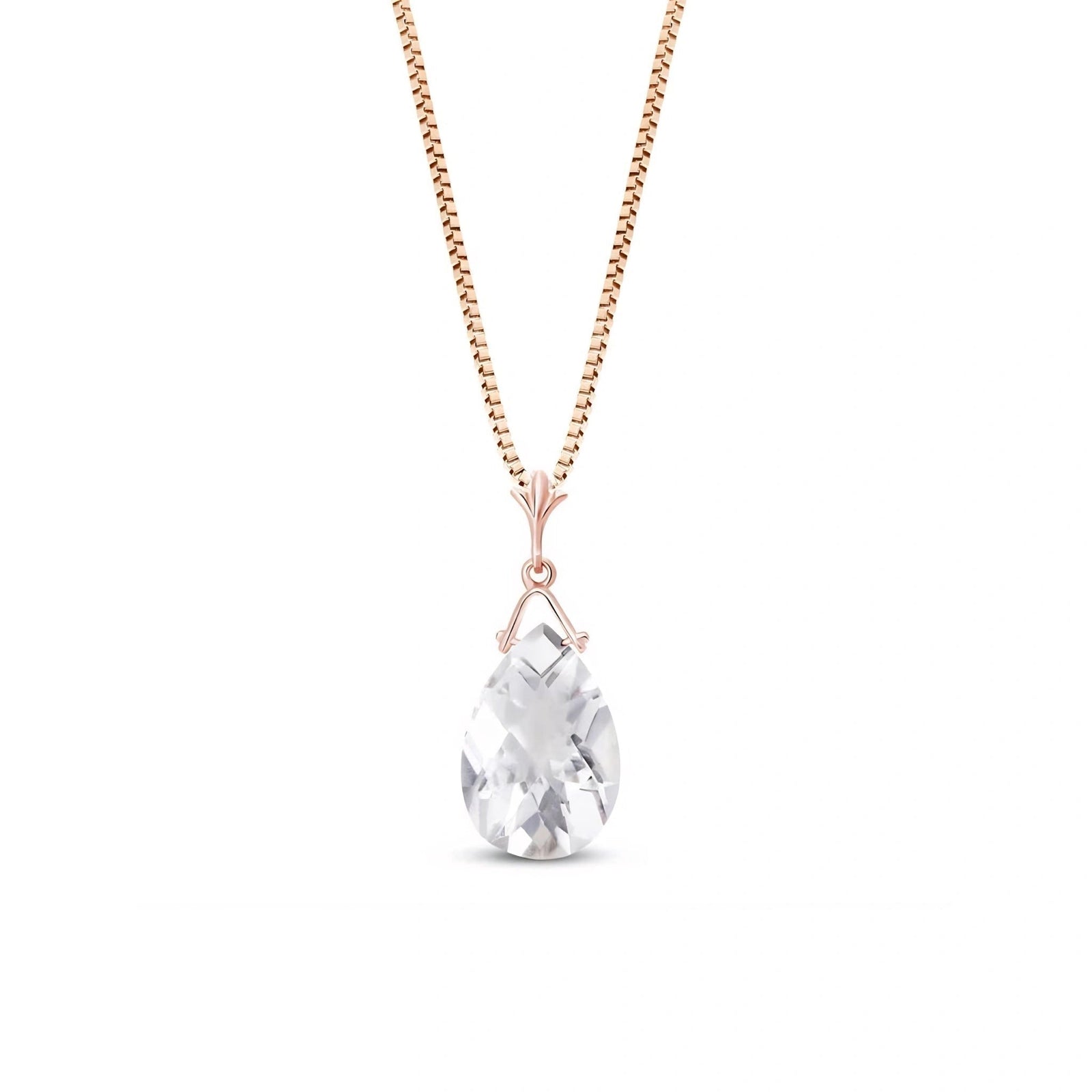 Rose Gold Rose Necklace White Topaz 10K — Giovanna