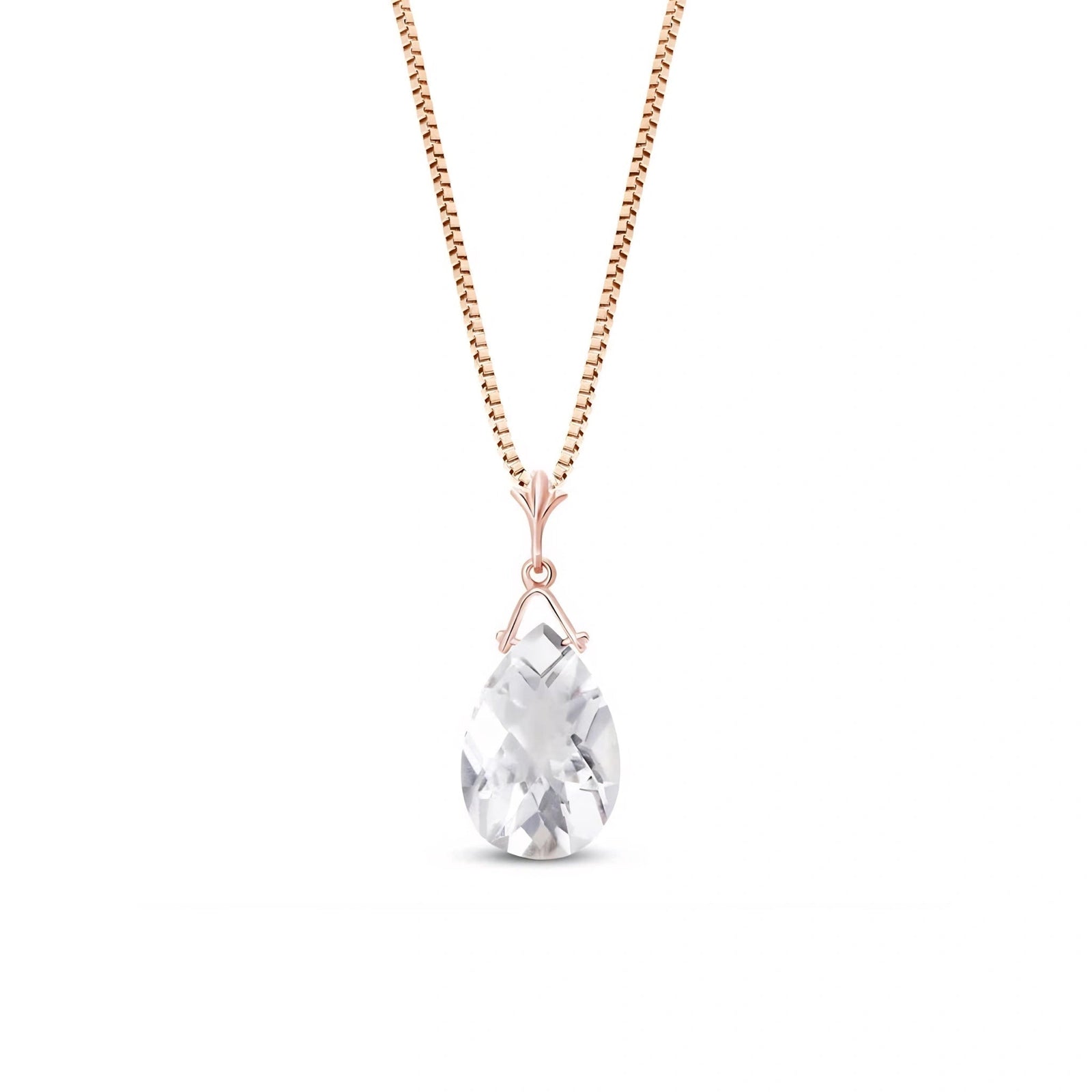 Rose Gold Rose Necklace White Topaz 10K — Giovanna