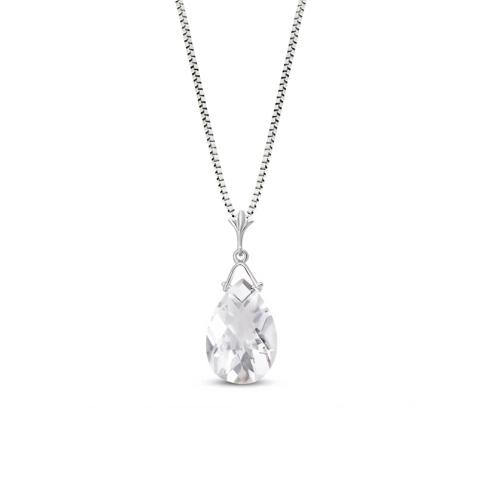 White Gold Rose Necklace White Topaz 10K — Giovanna