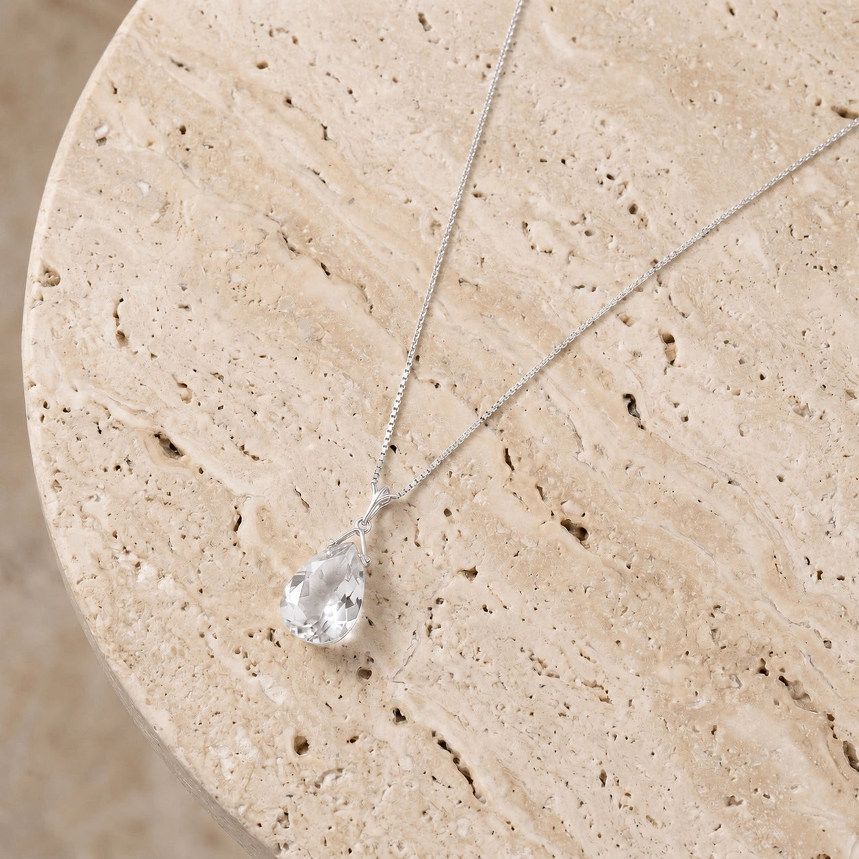 White Gold Rose Necklace White Topaz 10K — Giovanna