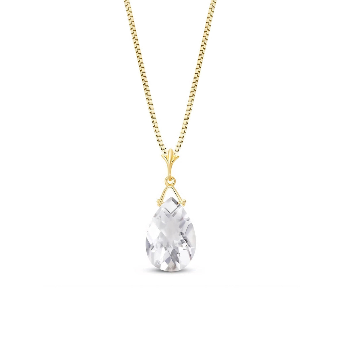 Yellow Gold Rose Necklace White Topaz 10K — Giovanna
