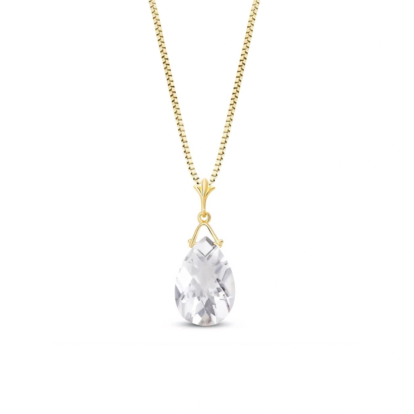 Yellow Gold Rose Necklace White Topaz 10K — Giovanna
