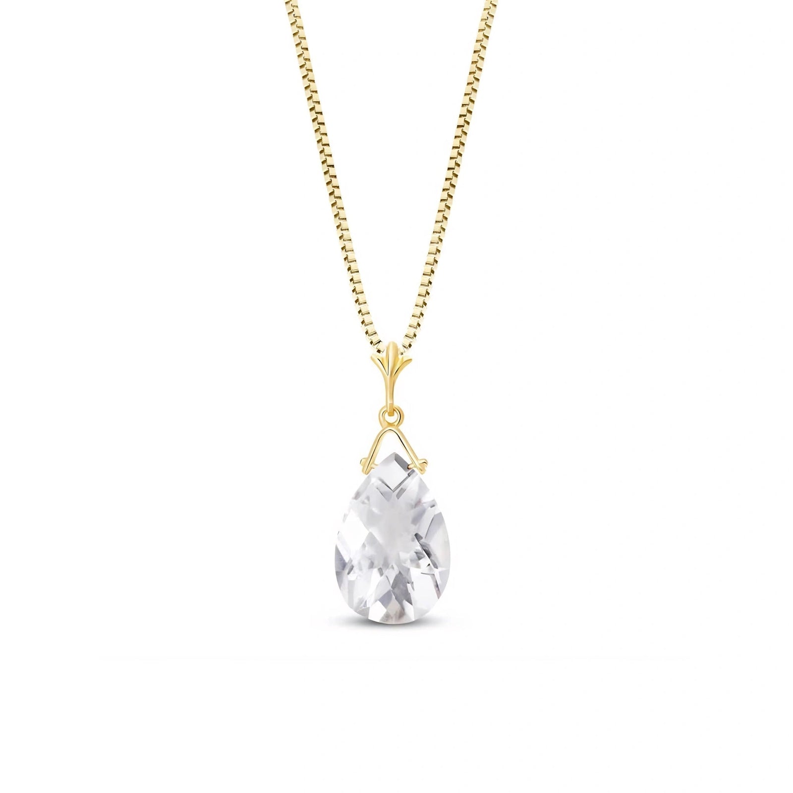Yellow Gold Rose Necklace White Topaz 10K — Giovanna