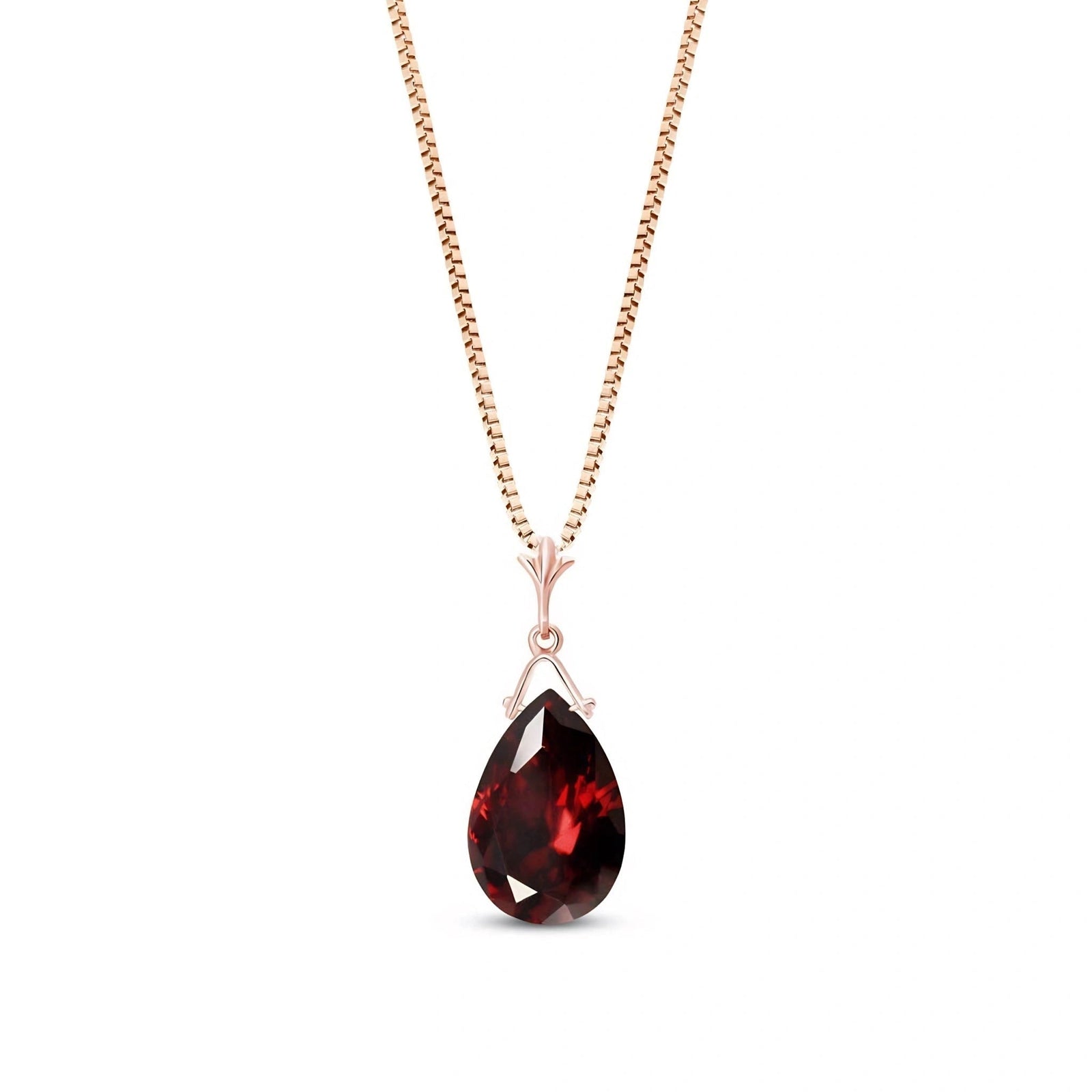 Rose Gold Rose Necklace Garnet 10K — Giovanna