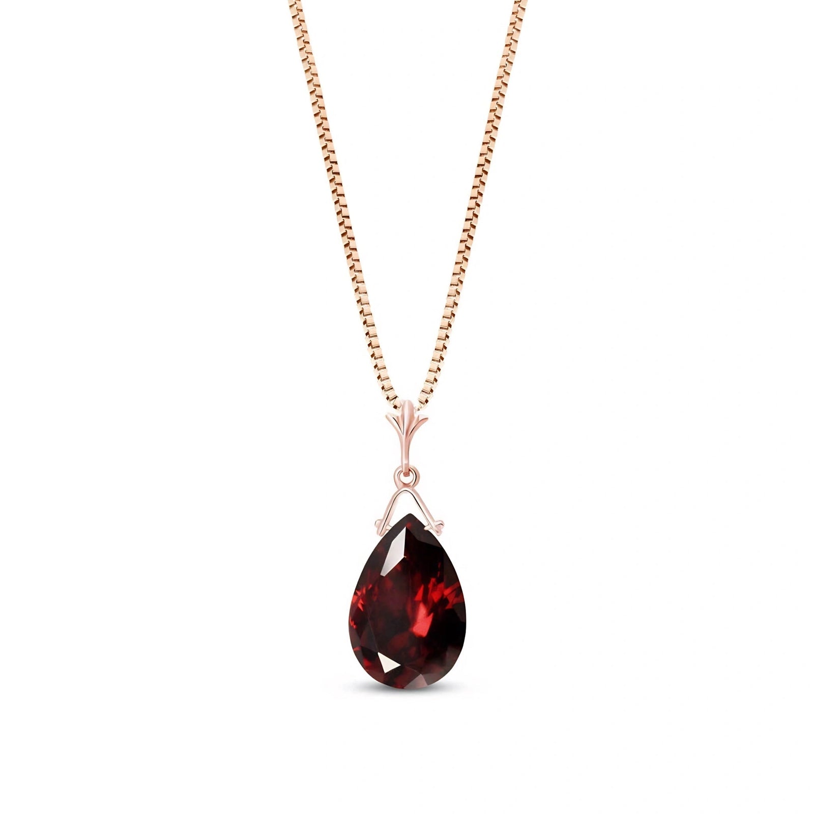 Rose Gold Rose Necklace Garnet 10K — Giovanna