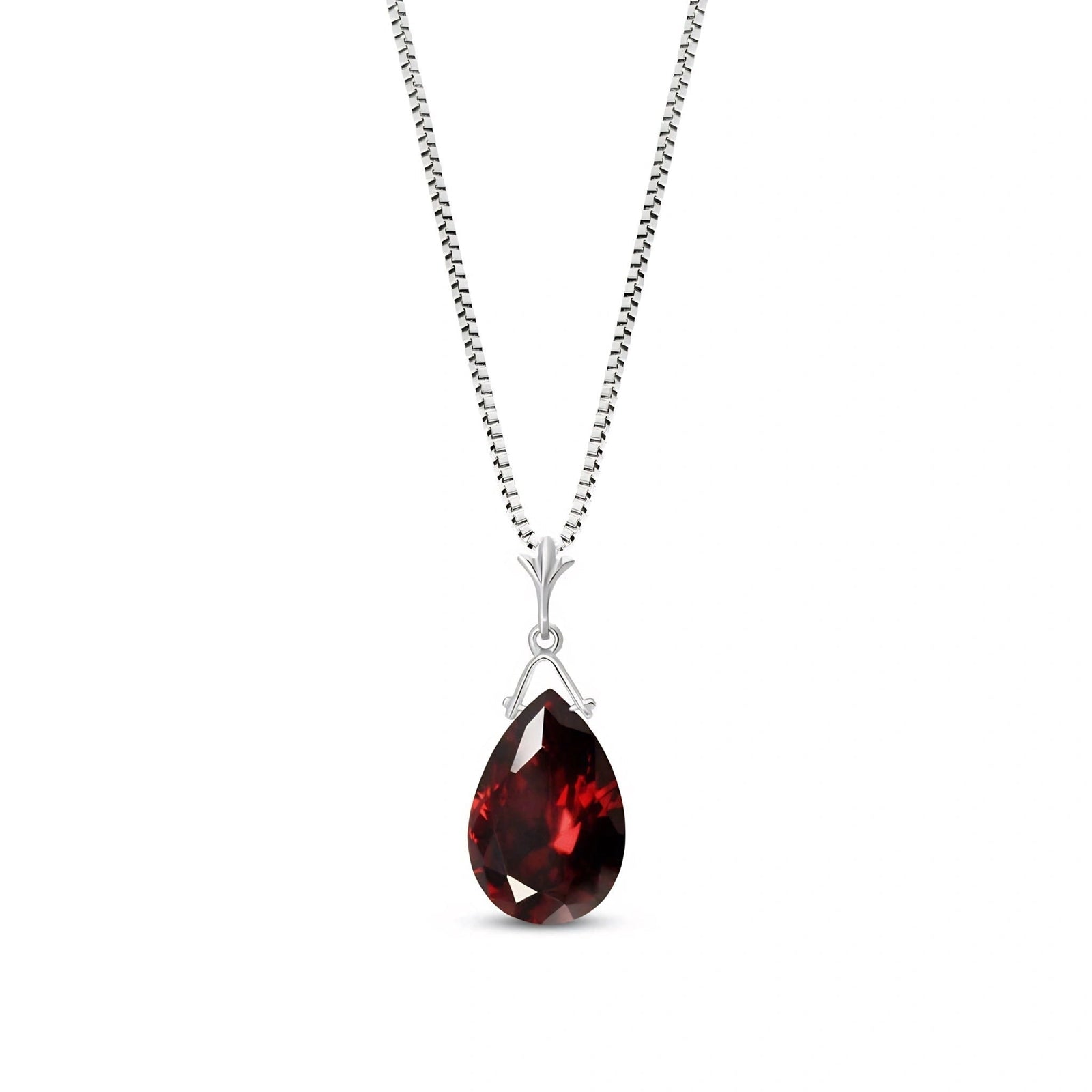 White Gold Rose Necklace Garnet 10K — Giovanna