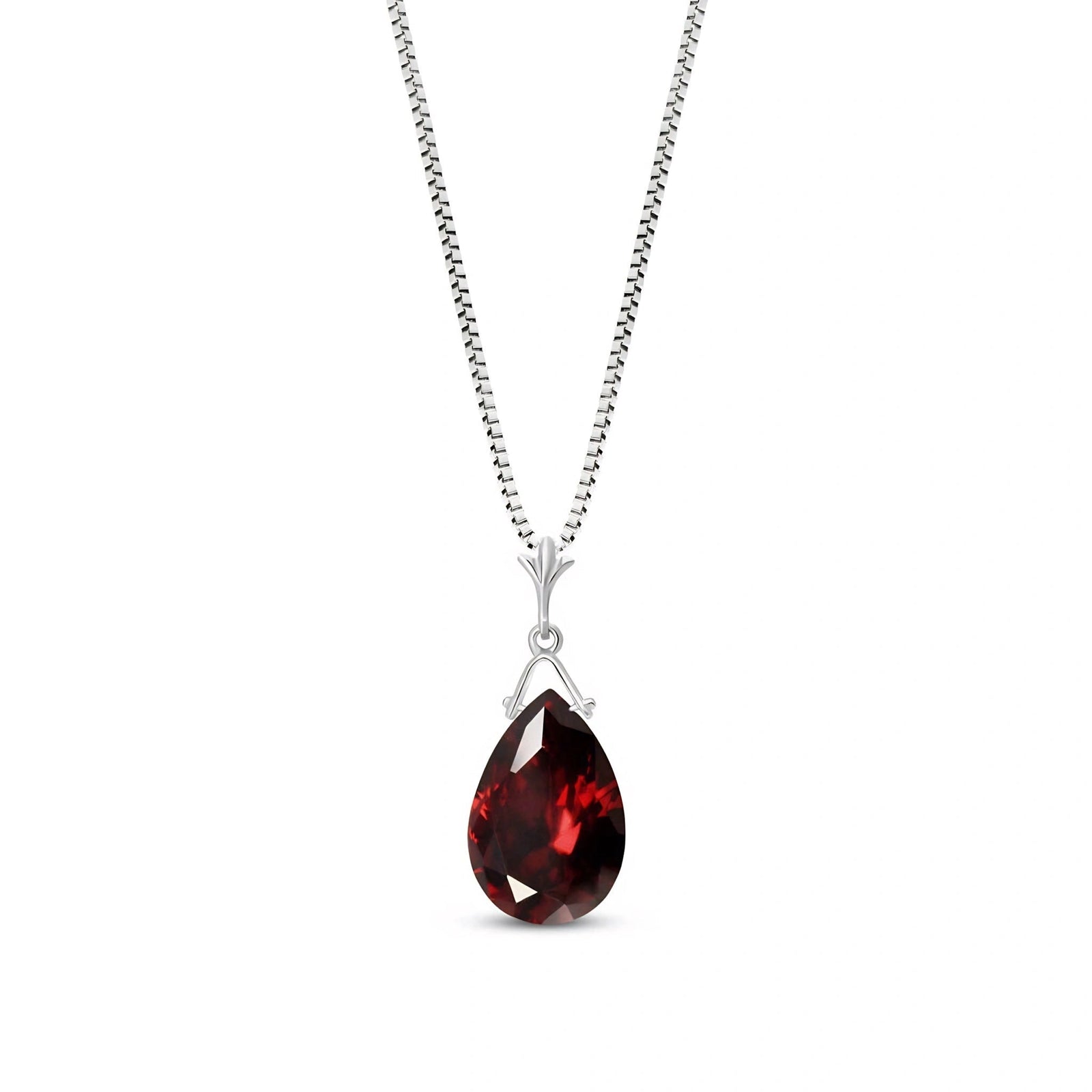White Gold Rose Necklace Garnet 10K — Giovanna
