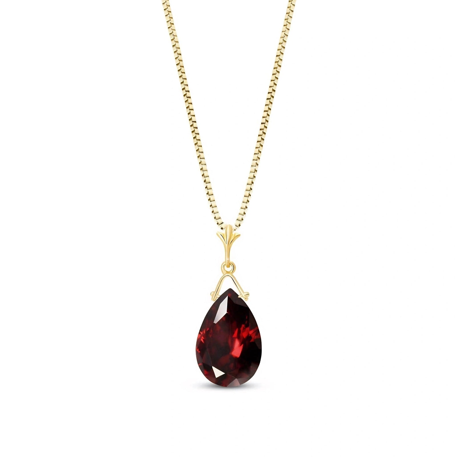 Yellow Gold Rose Necklace Garnet 10K — Giovanna