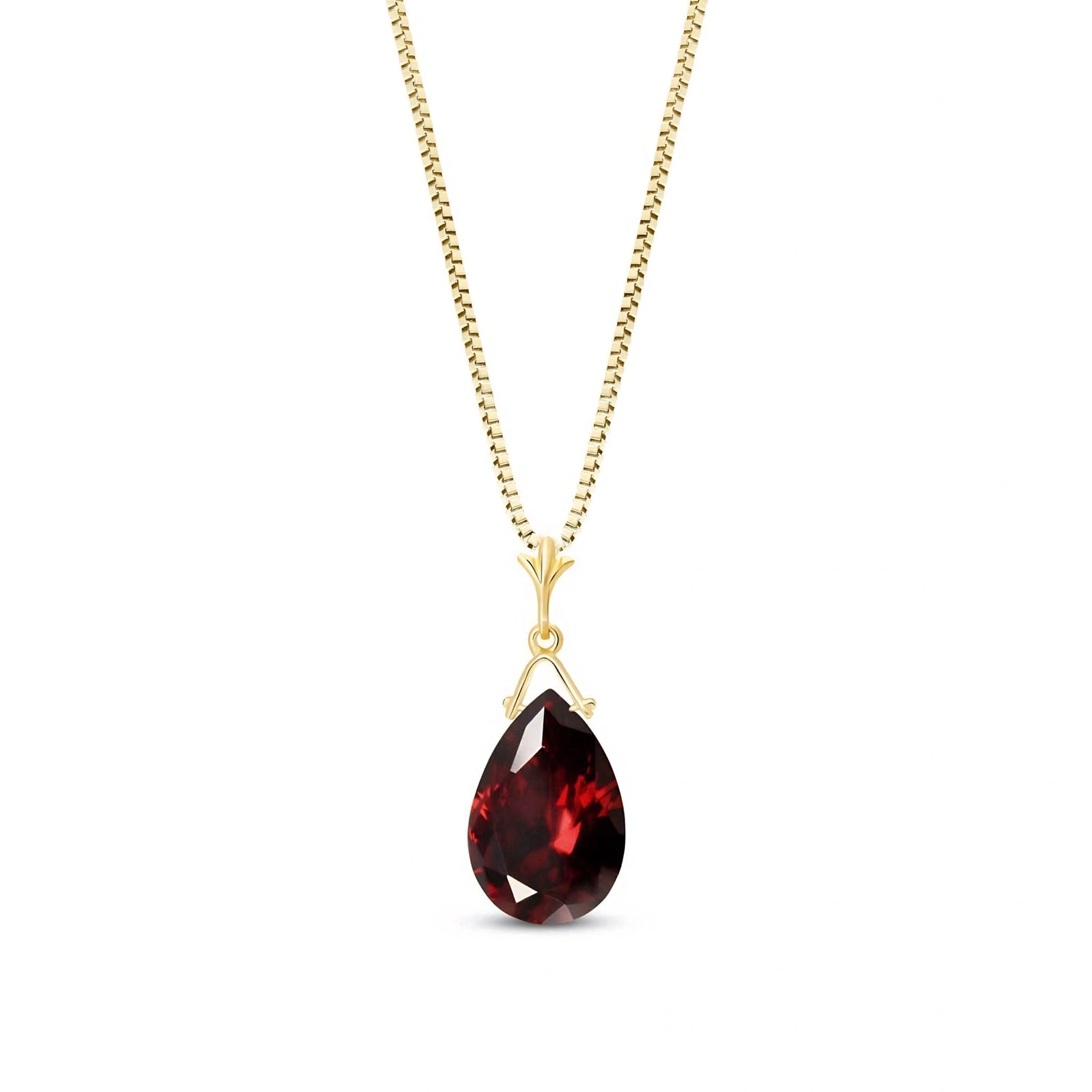 Yellow Gold Rose Necklace Garnet 10K — Giovanna