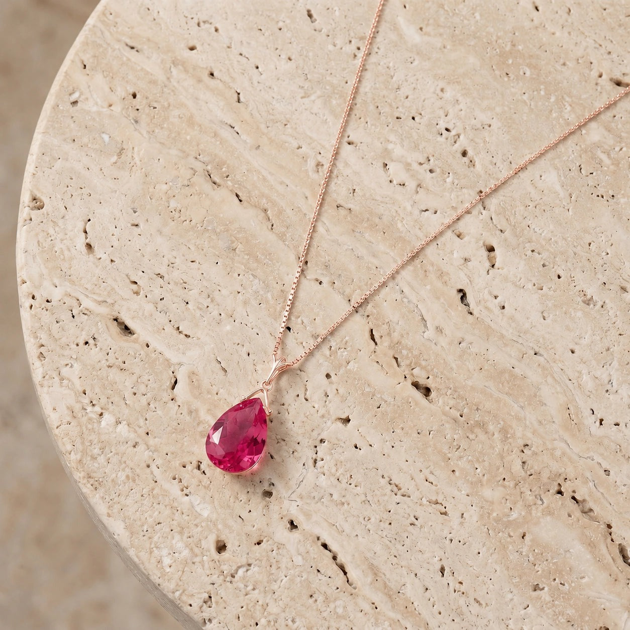 Rose Gold Rose Necklace Ruby 10K — Giovanna