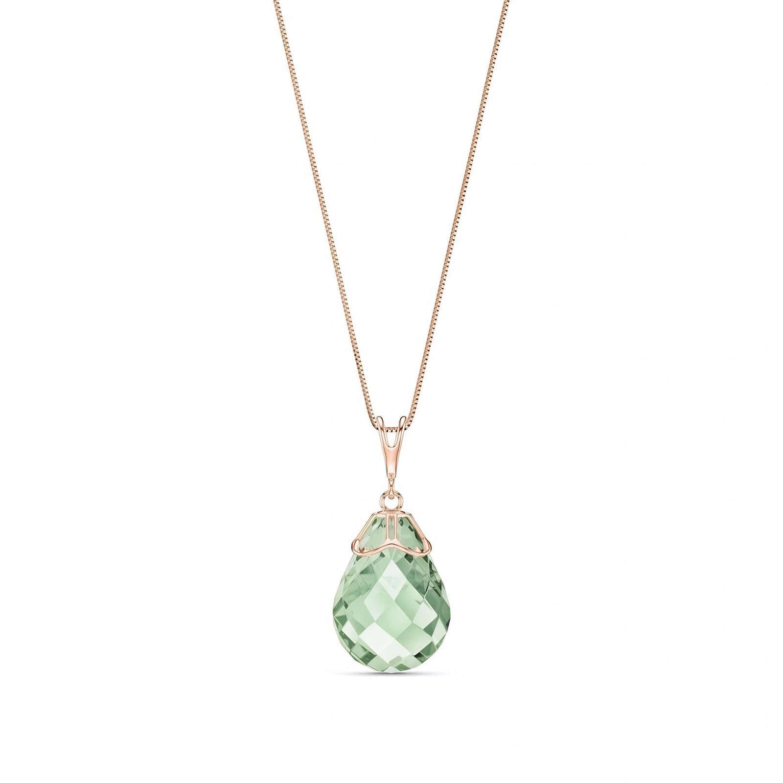 Rose Gold Belle Necklace Green Amethyst 10K — Fioretta