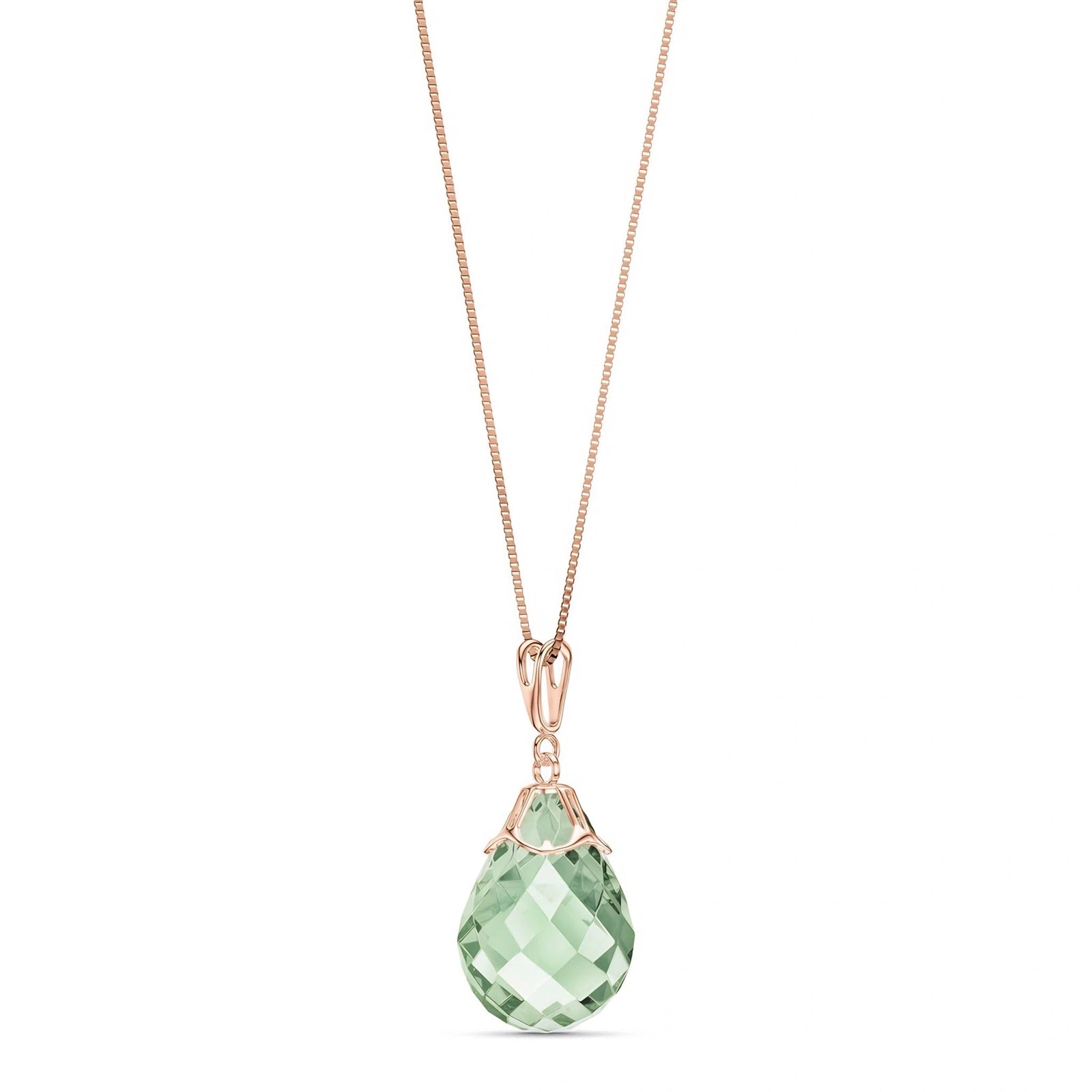 Rose Gold Belle Necklace Green Amethyst 10K — Fioretta
