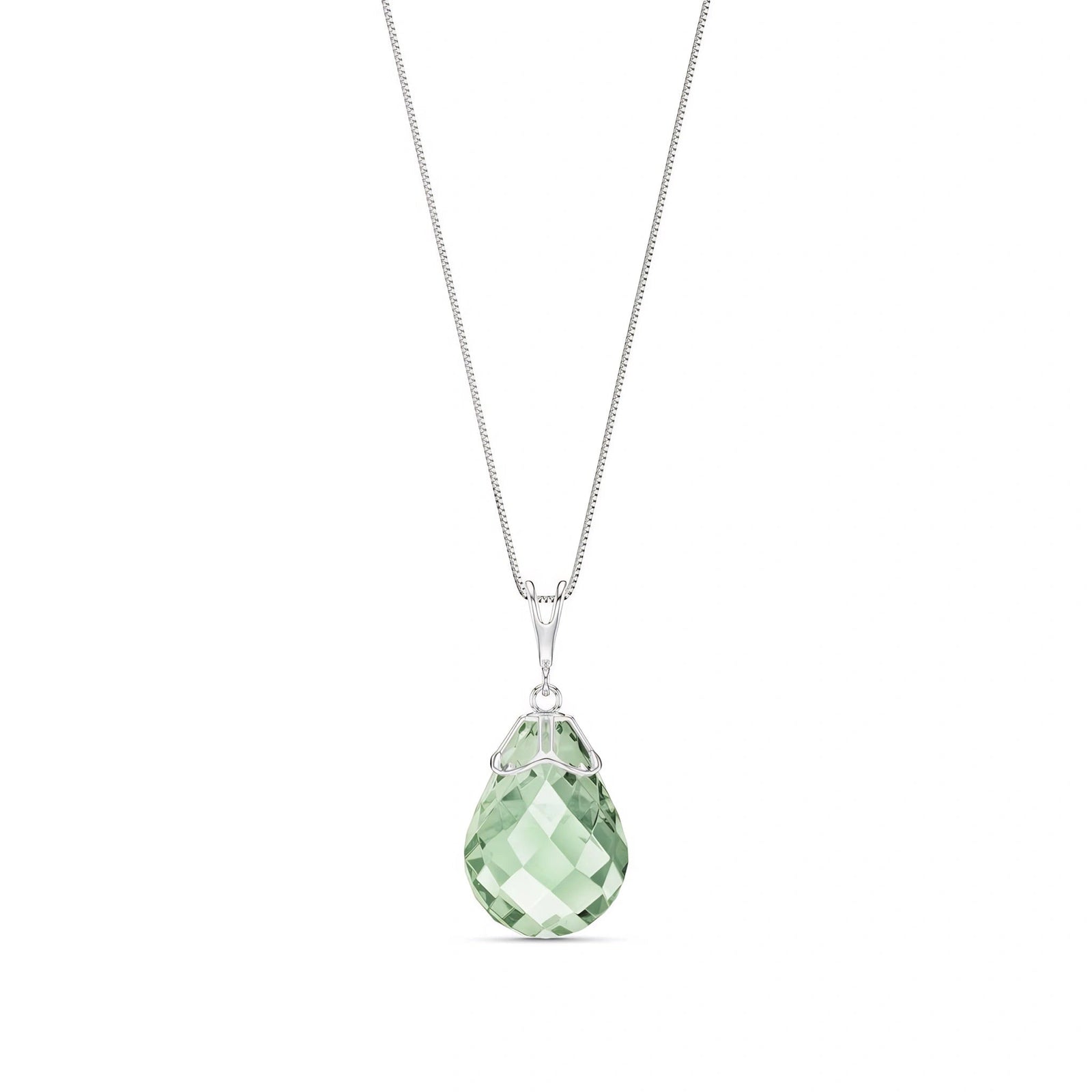 White Gold Belle Necklace Green Amethyst 10K — Fioretta