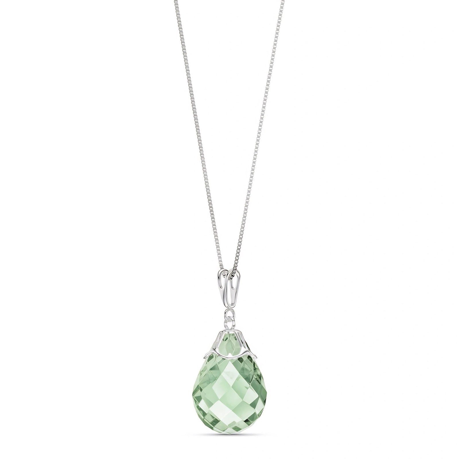 White Gold Belle Necklace Green Amethyst 10K — Fioretta