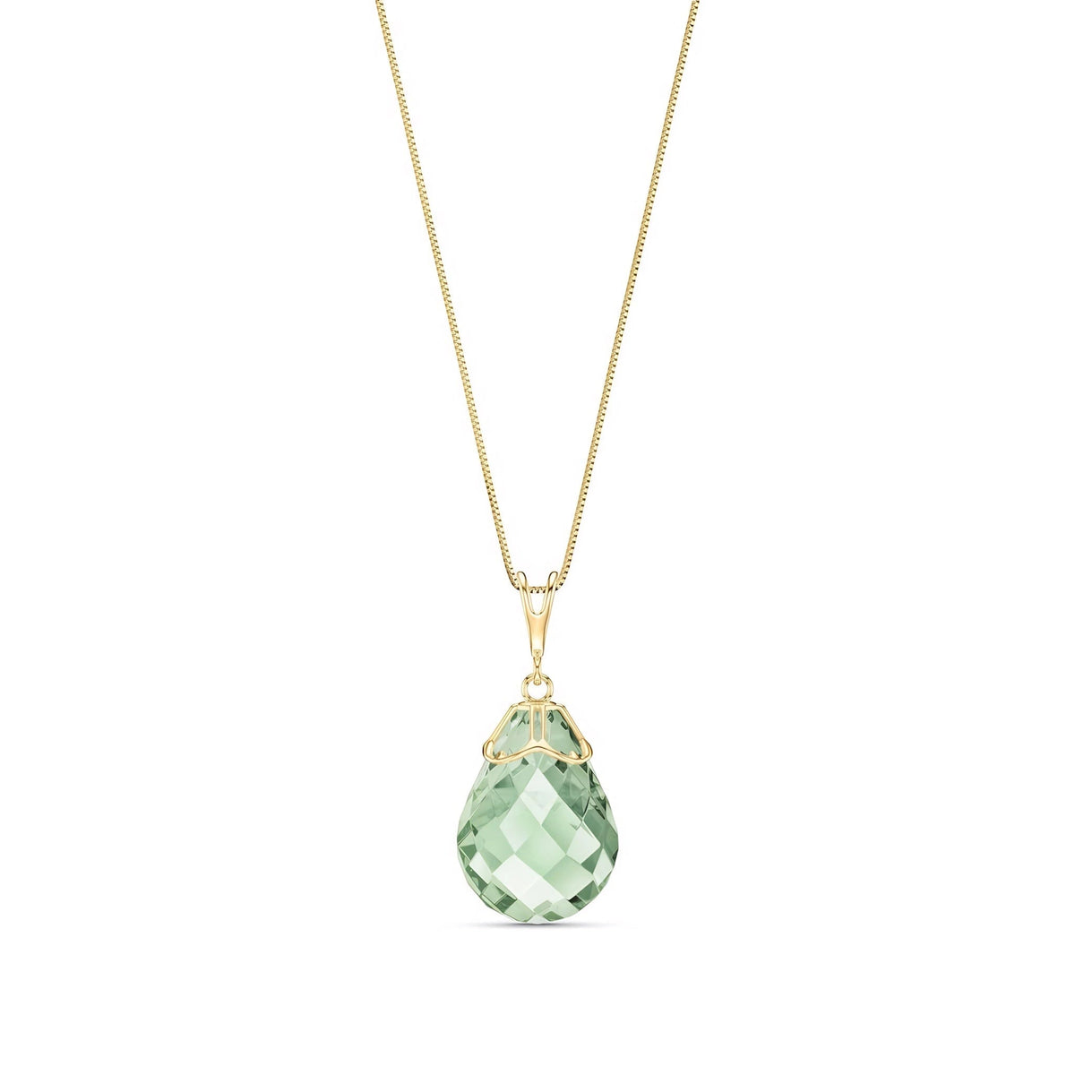 Yellow Gold Belle Necklace Green Amethyst 10K — Fioretta