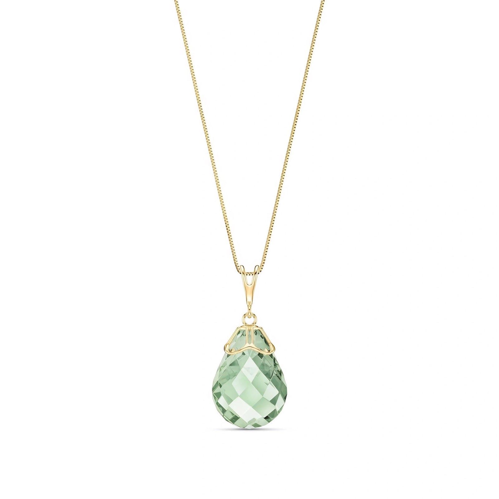 Yellow Gold Belle Necklace Green Amethyst 10K — Fioretta