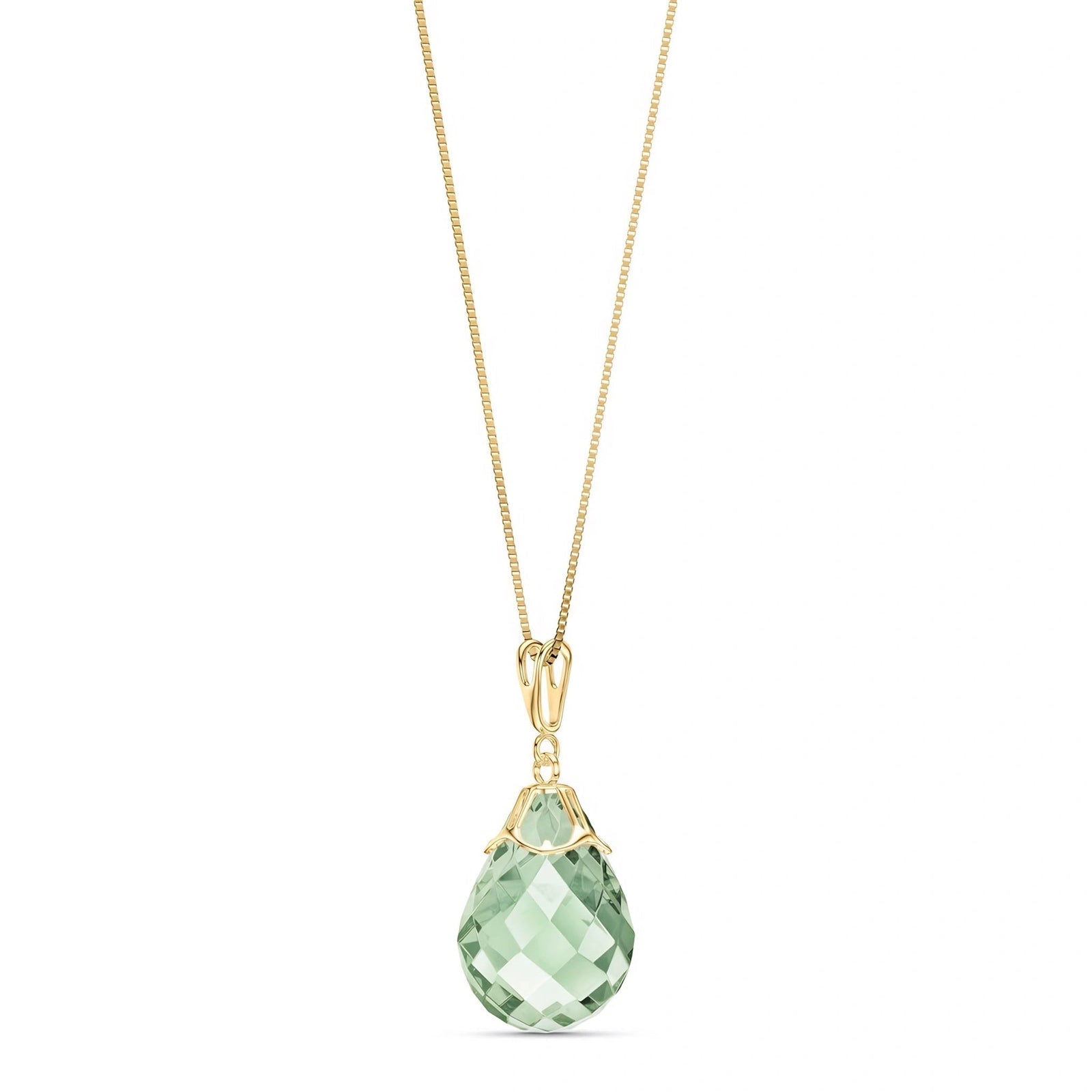 Yellow Gold Belle Necklace Green Amethyst 10K — Fioretta